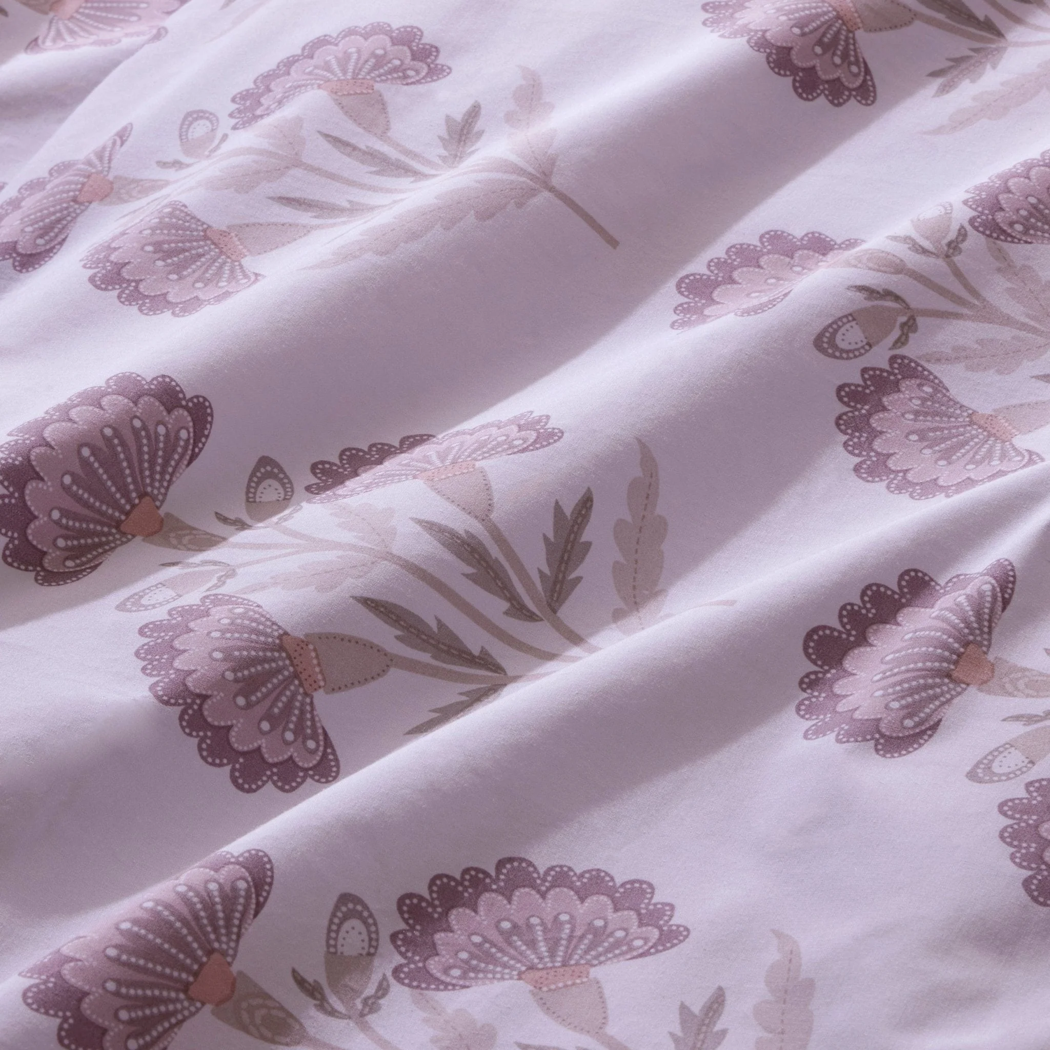 Kyoto 200 Thread Count Duvet Cover & Pillowcase Set - Lotus Flower - Heather - Image 4