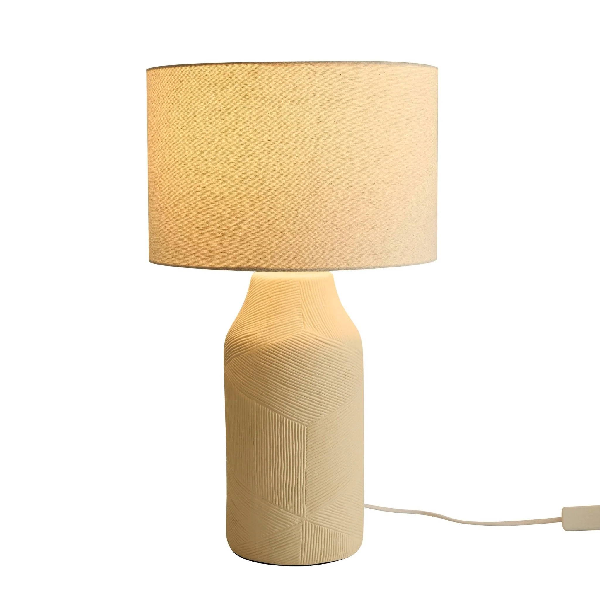 Lagom Carved Ceramic Table Lamp - Ecru - Image 4