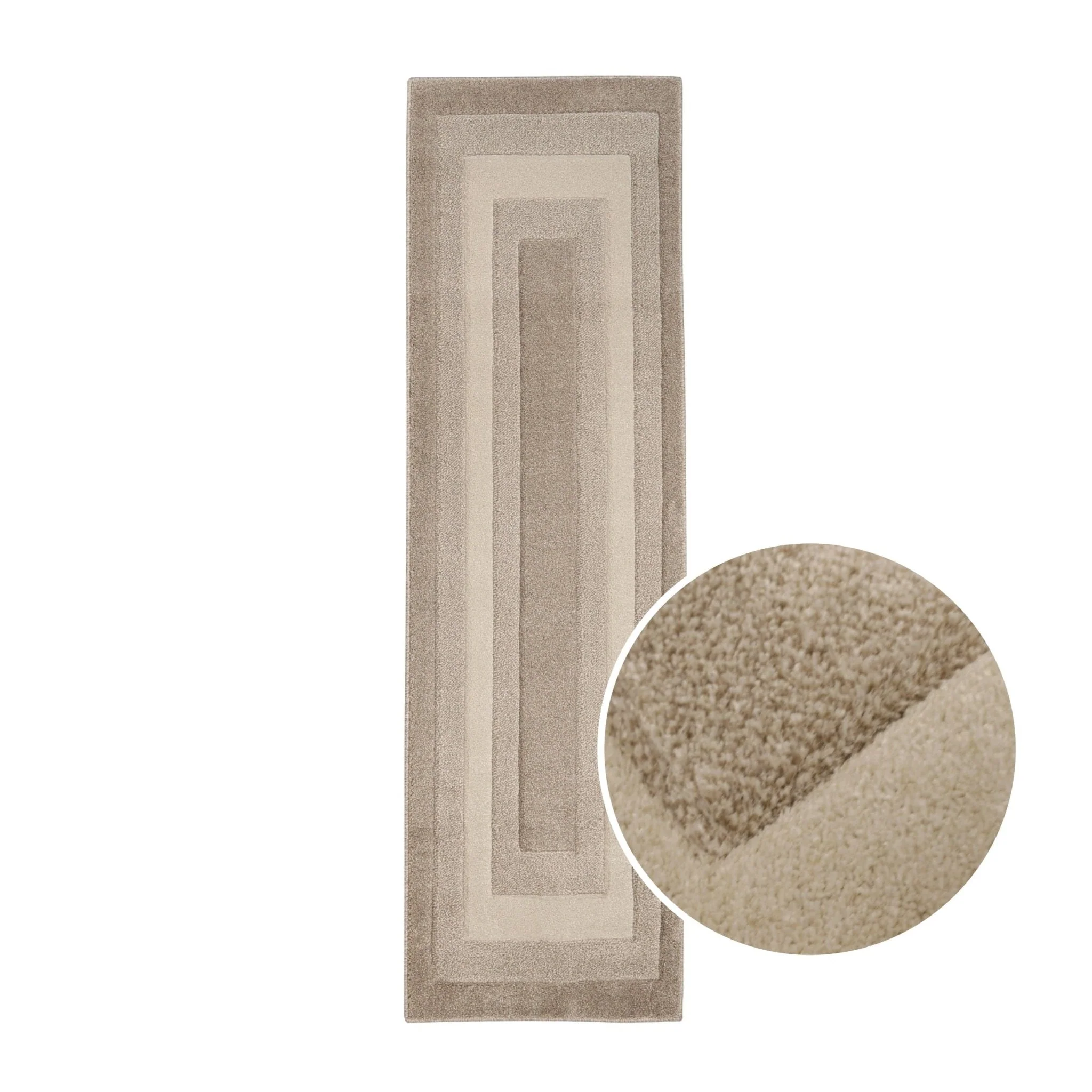 Lara 60 x 200cm Bordered Rug Runner - Taupe