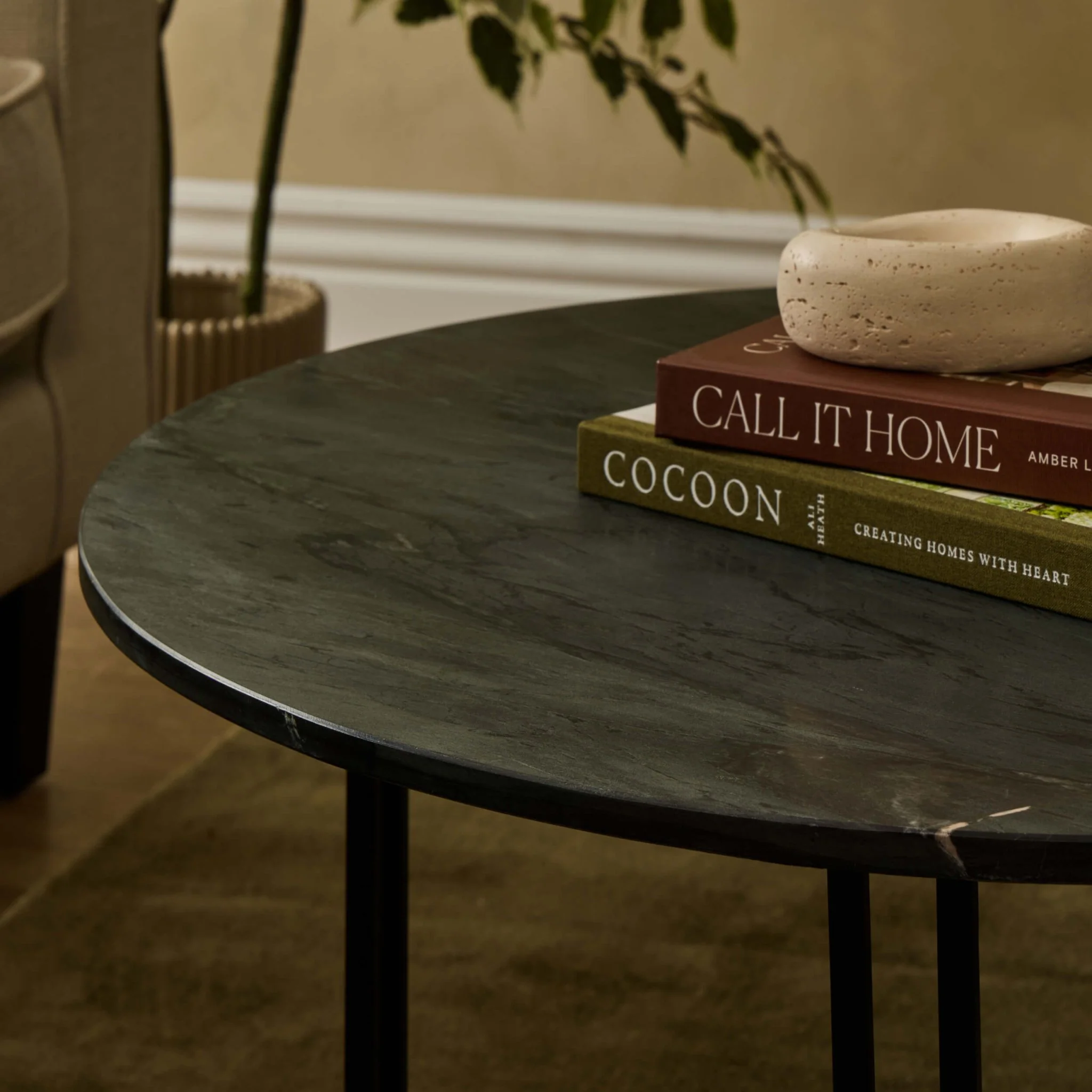 Leana Round Coffee Table - Dark Marble - Image 3