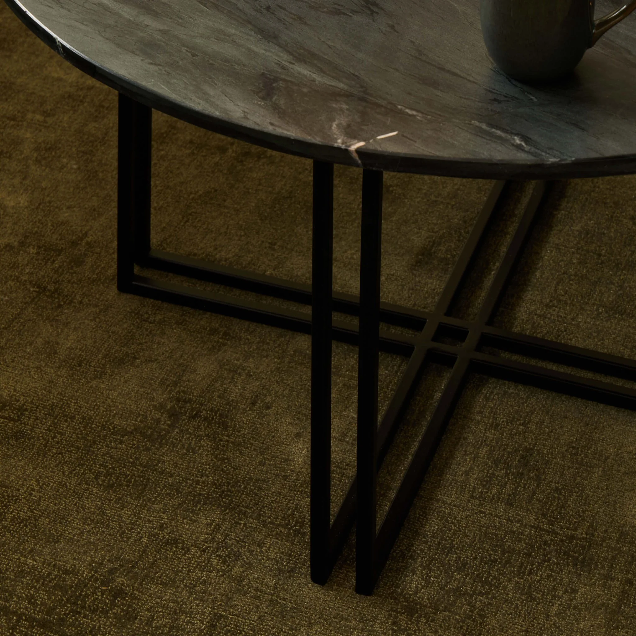 Leana Round Coffee Table - Dark Marble - Image 4