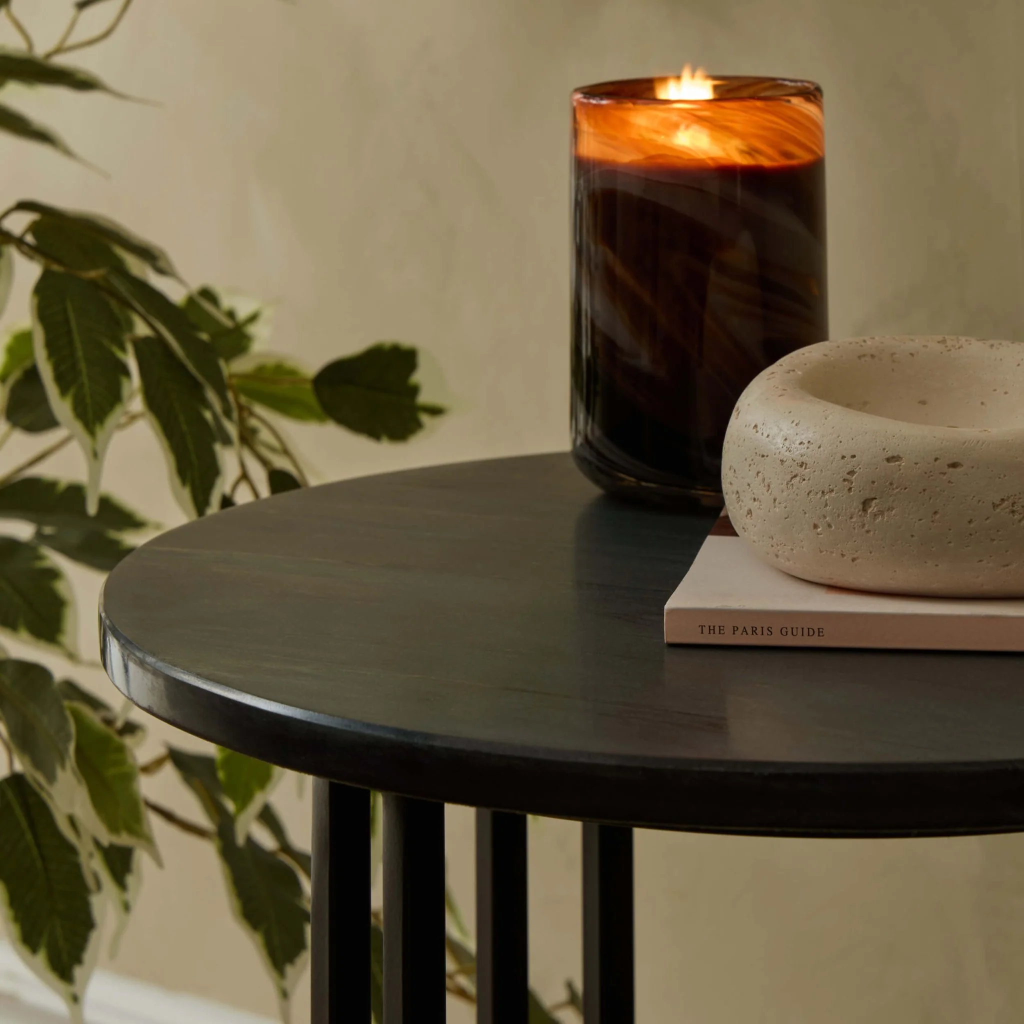 Leana Round Side Table - Dark Marble - Image 3