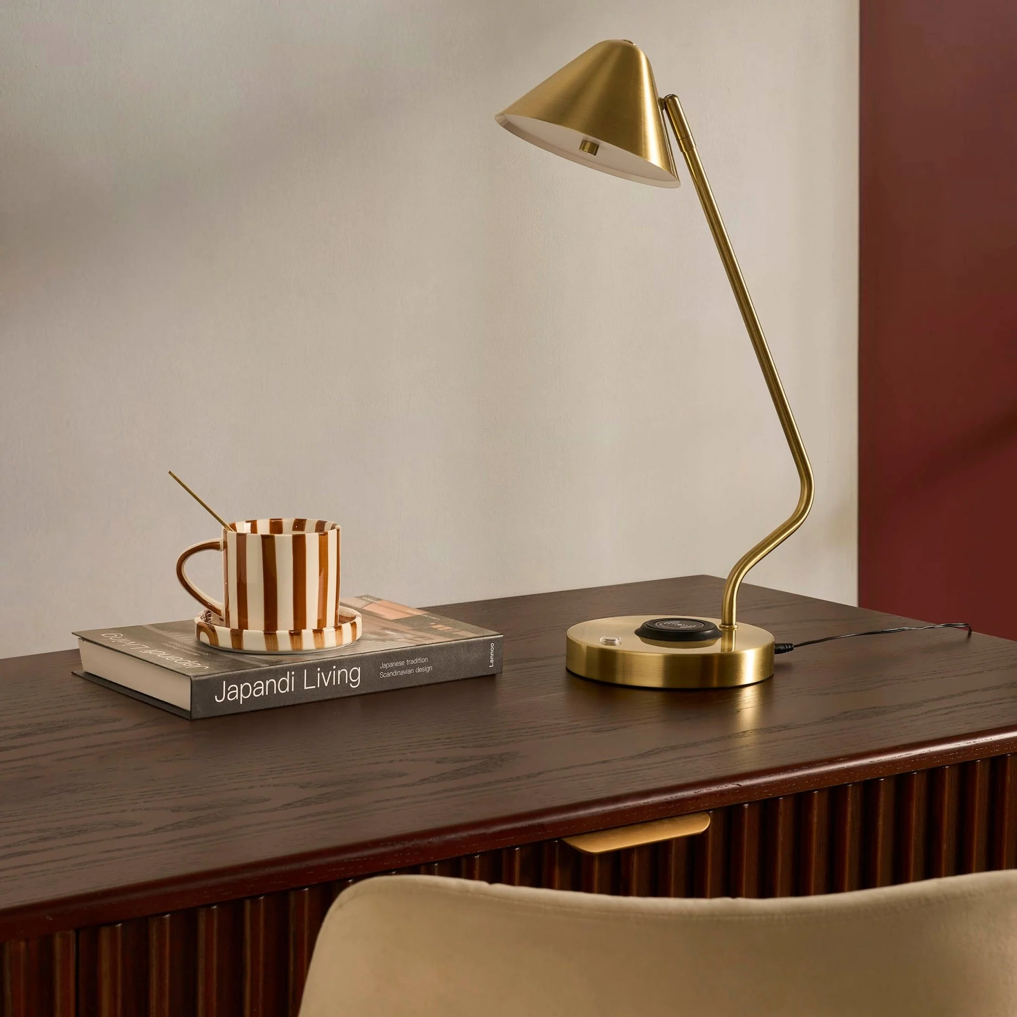 LED Desk Lamp with Phone Charging Station - Gold