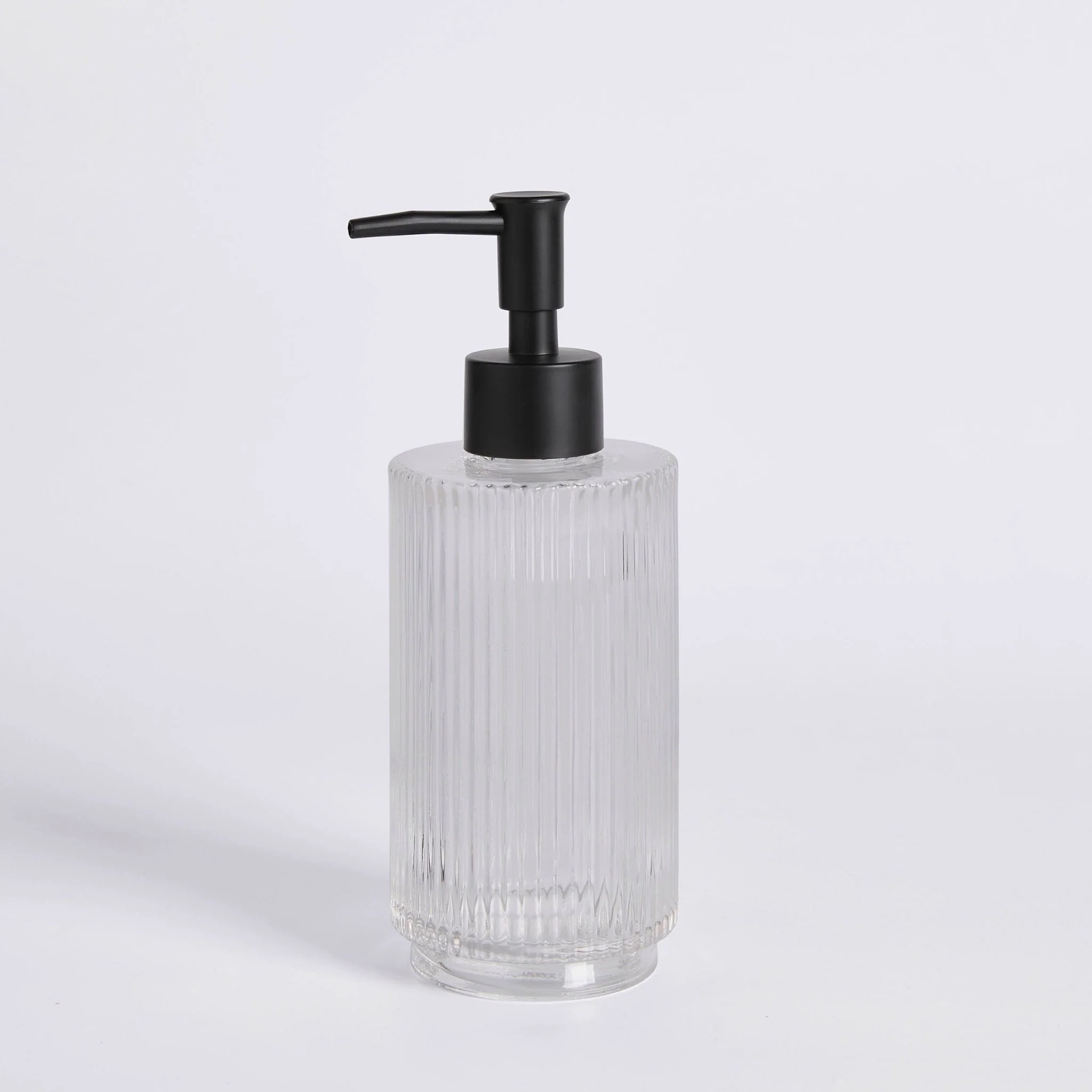 Lena Ribbed Glass Soap Dispenser - Clear - Image 3