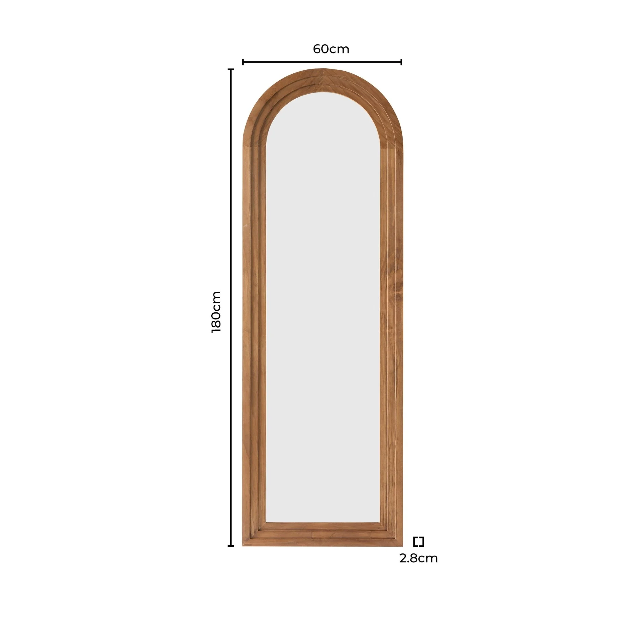 Lennon Arched Full Length Wood Mirror - Light Wood - Image 4