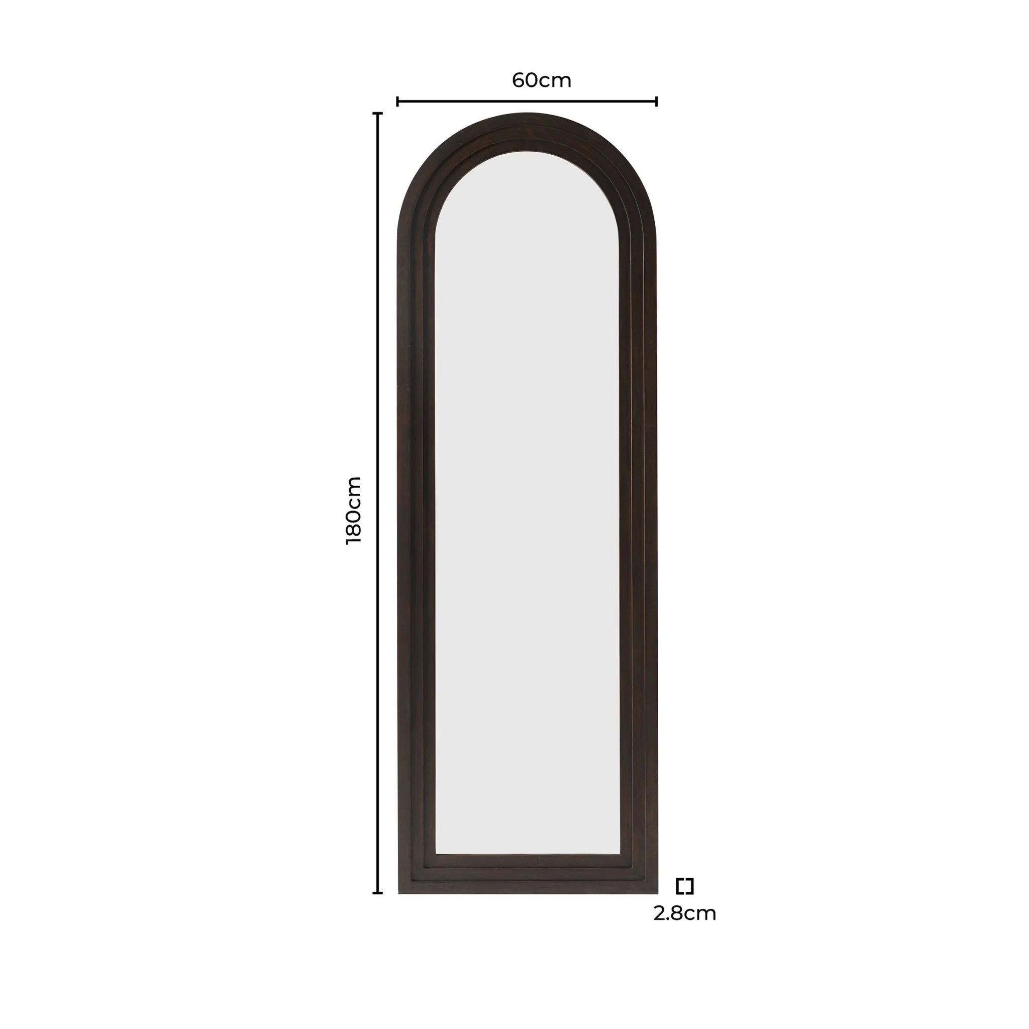 Lennon Arched Full Length Wood Mirror - Walnut - Image 5