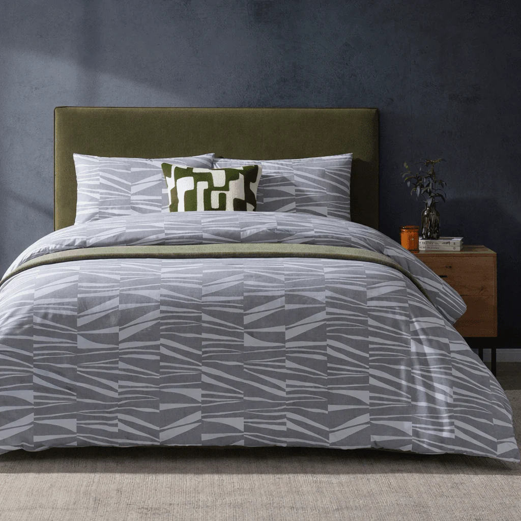 Lenox 100% Cotton Duvet Cover & Pillowcase Set - Light Grey