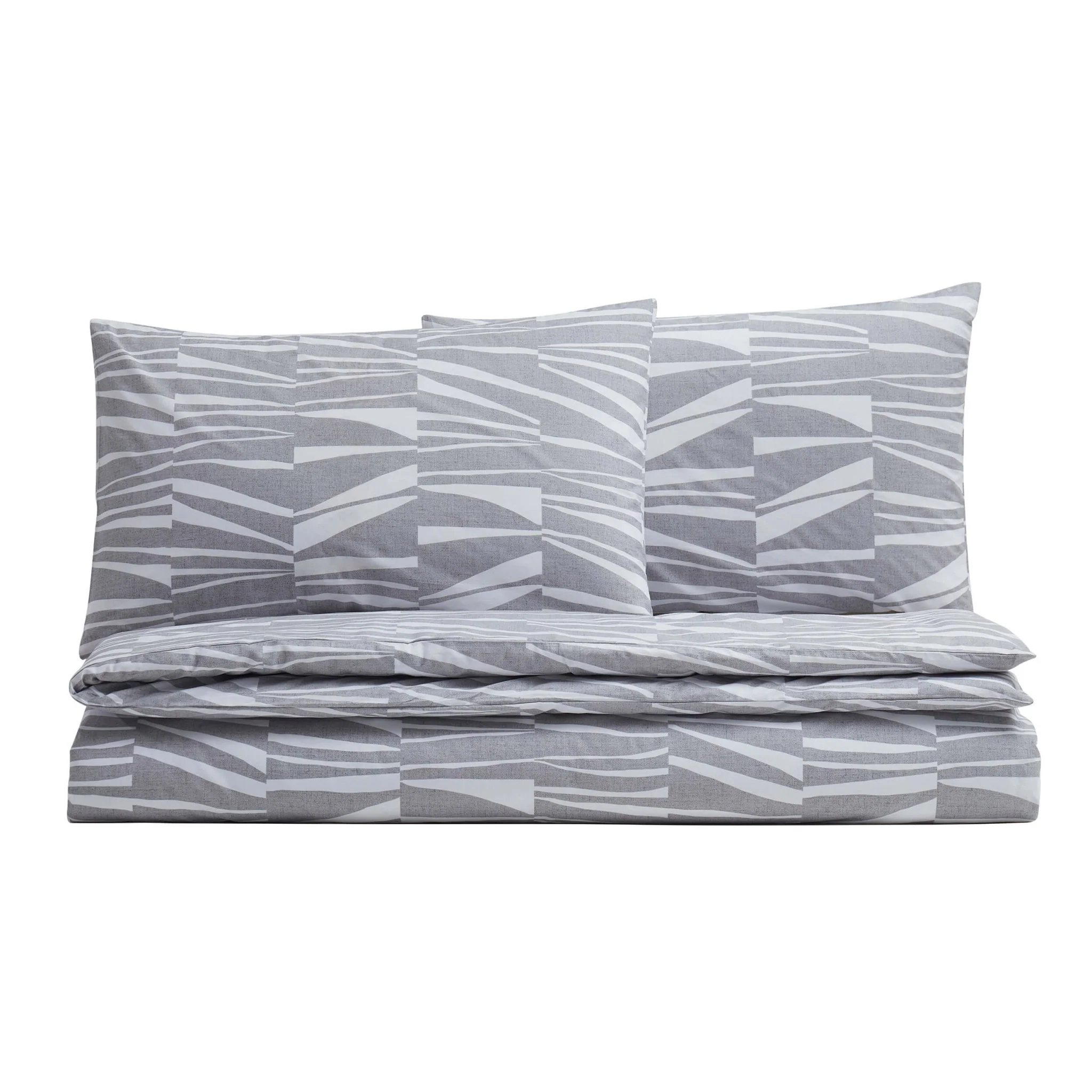 Lenox 100% Cotton Duvet Cover & Pillowcase Set - Light Grey - Image 3