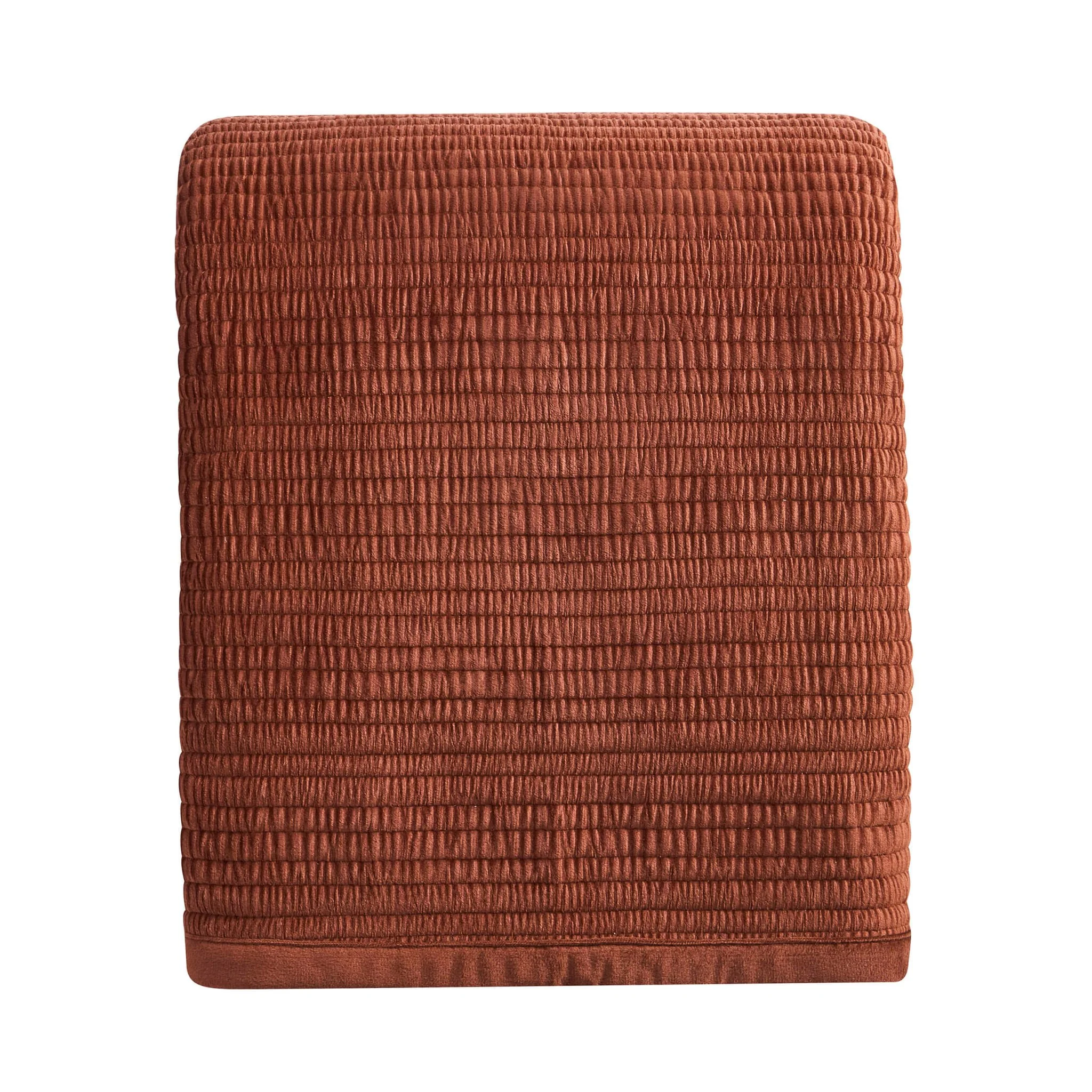 Leona Luxury Quilted Velvet Bedspread - Rust - Image 3