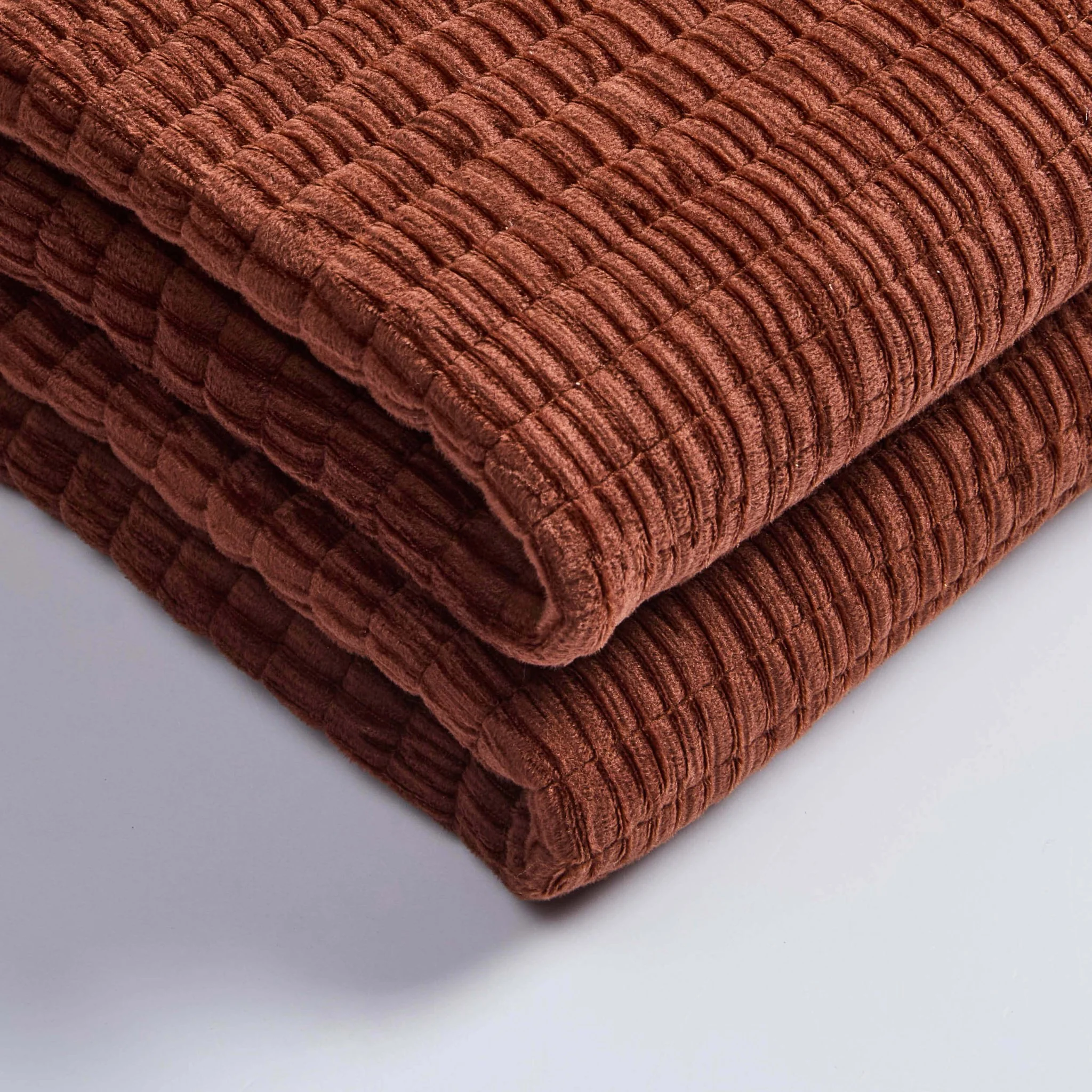 Leona Luxury Quilted Velvet Bedspread - Rust - Image 4