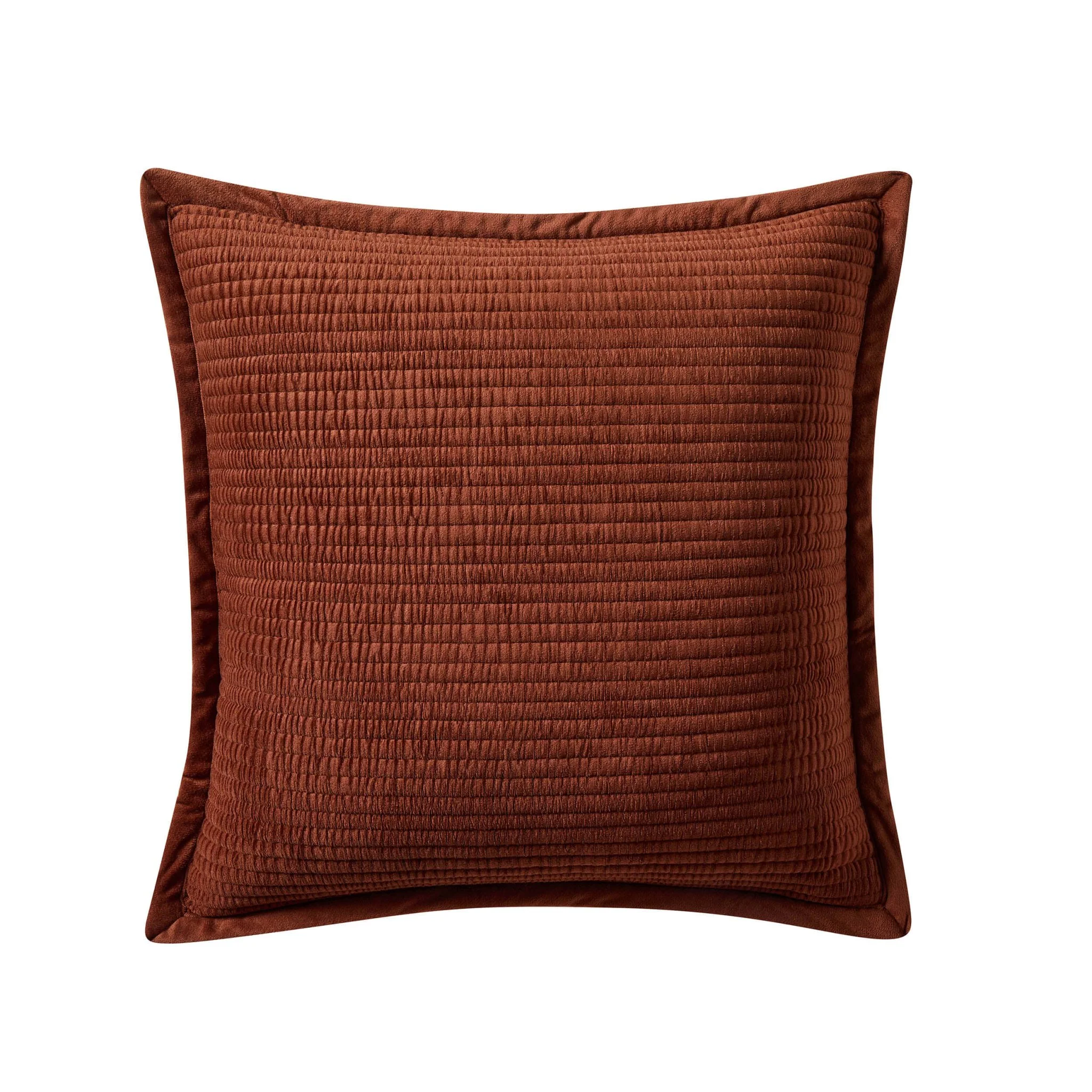 Leona Luxury Quilted Velvet Cushion Cover - Rust - Image 3