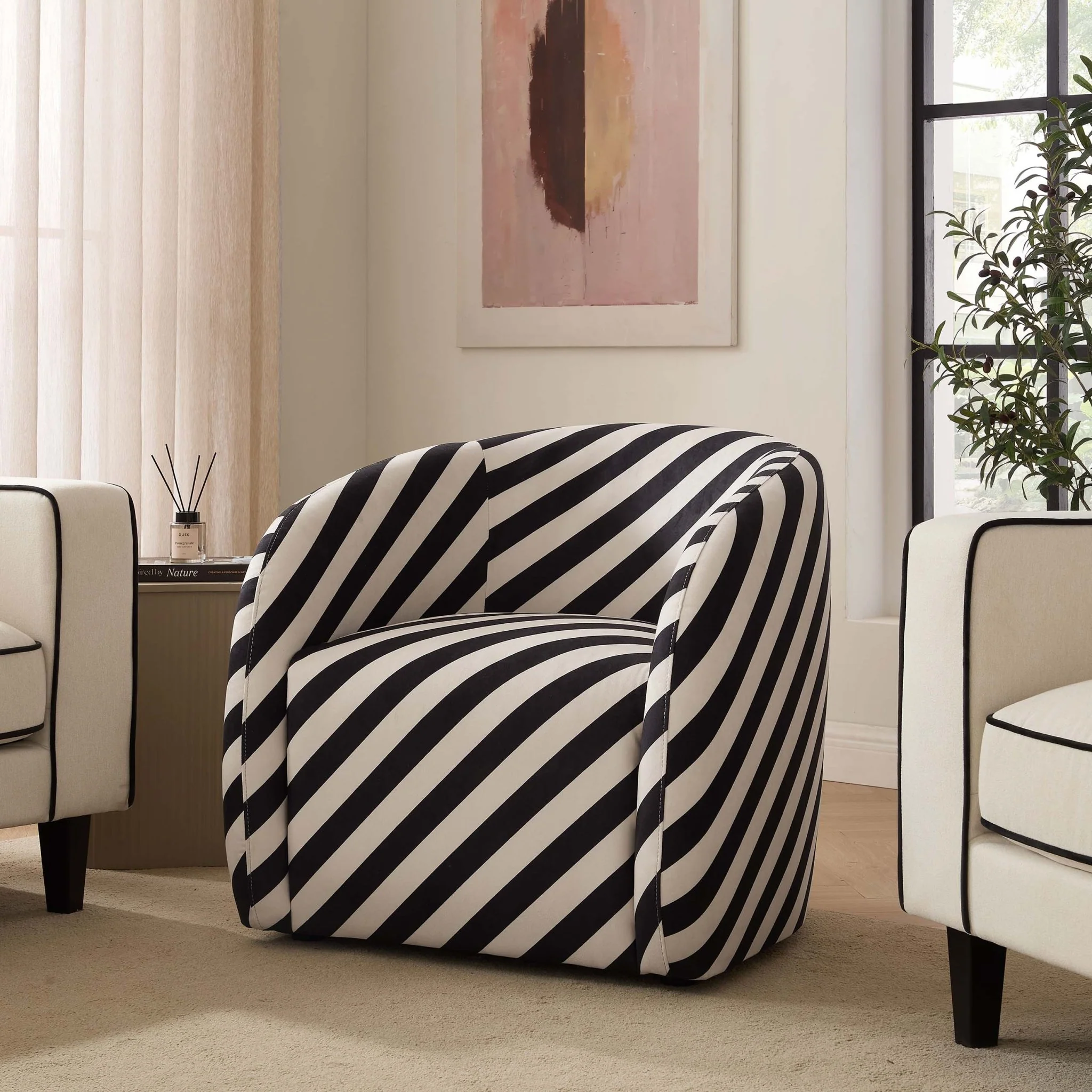 Liberty Accent Chair - Mono Stripe - Image 3