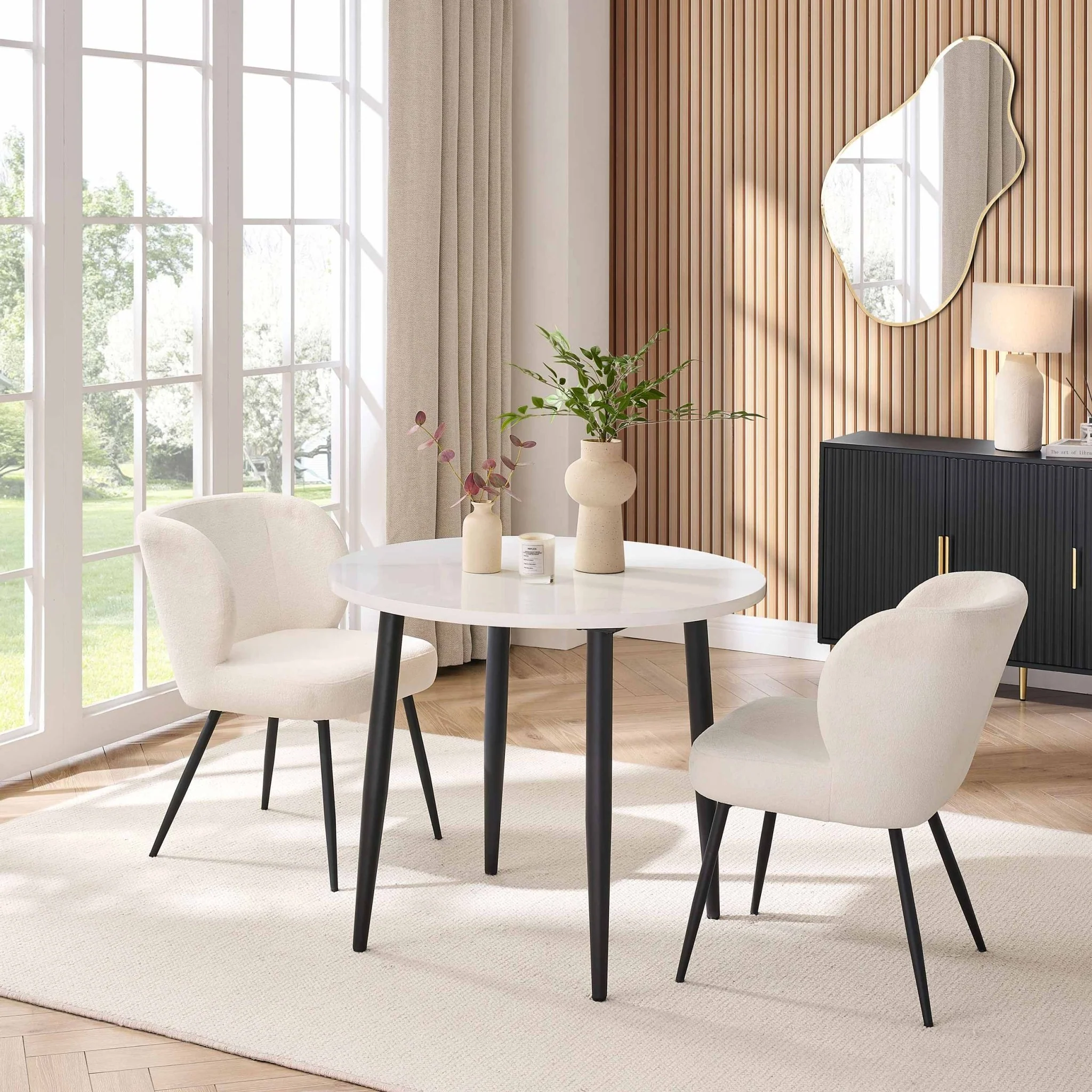 Lila Marble Effect 90cm Seater Dining Table - White
