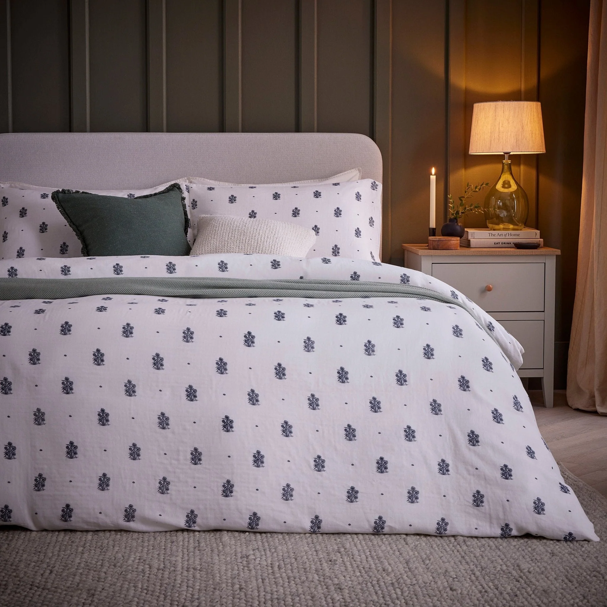 Lille Printed Muslin Duvet Cover & Pillowcase Set - Off White