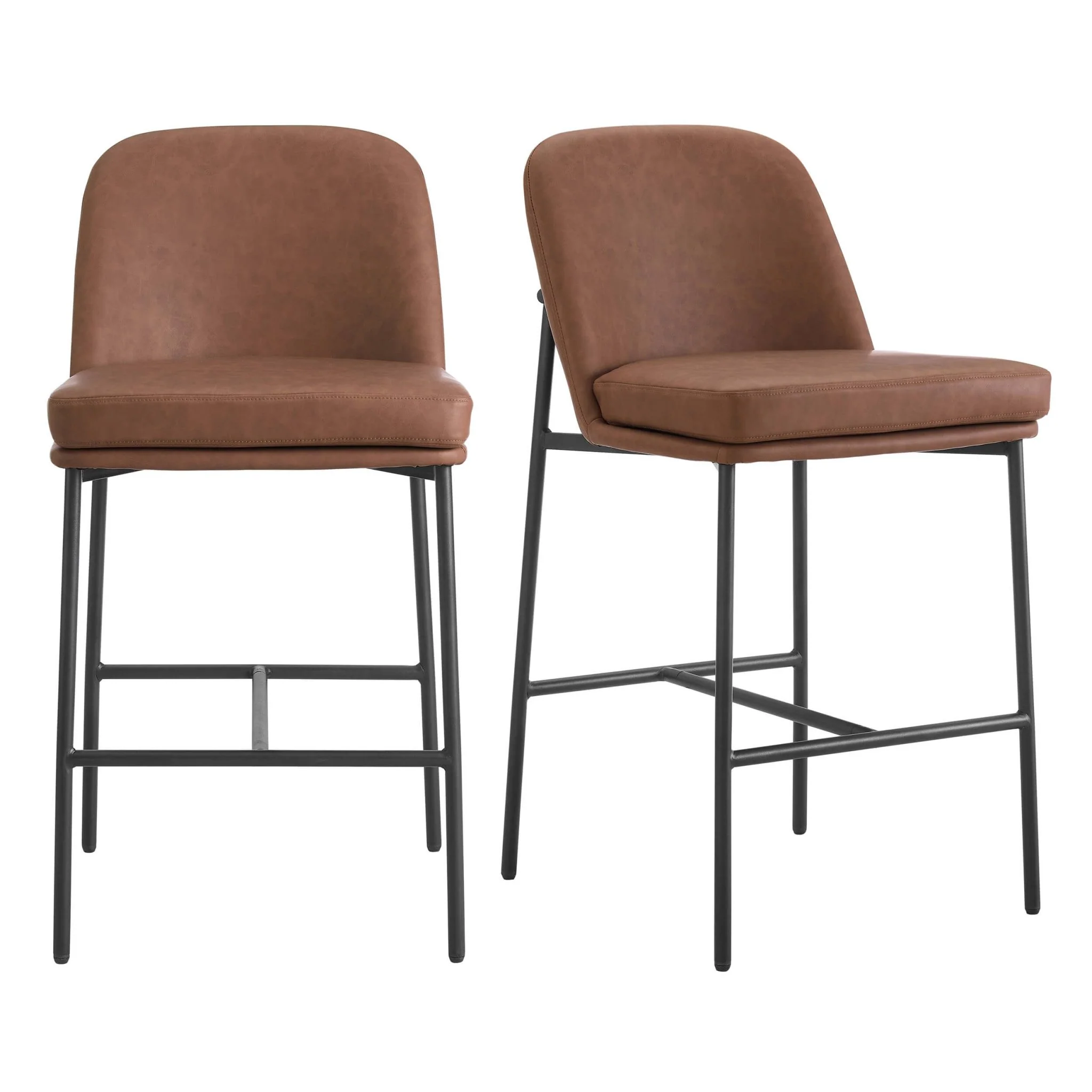 Lily Set of 2 Barstools - Faux Leather Tan - Image 2