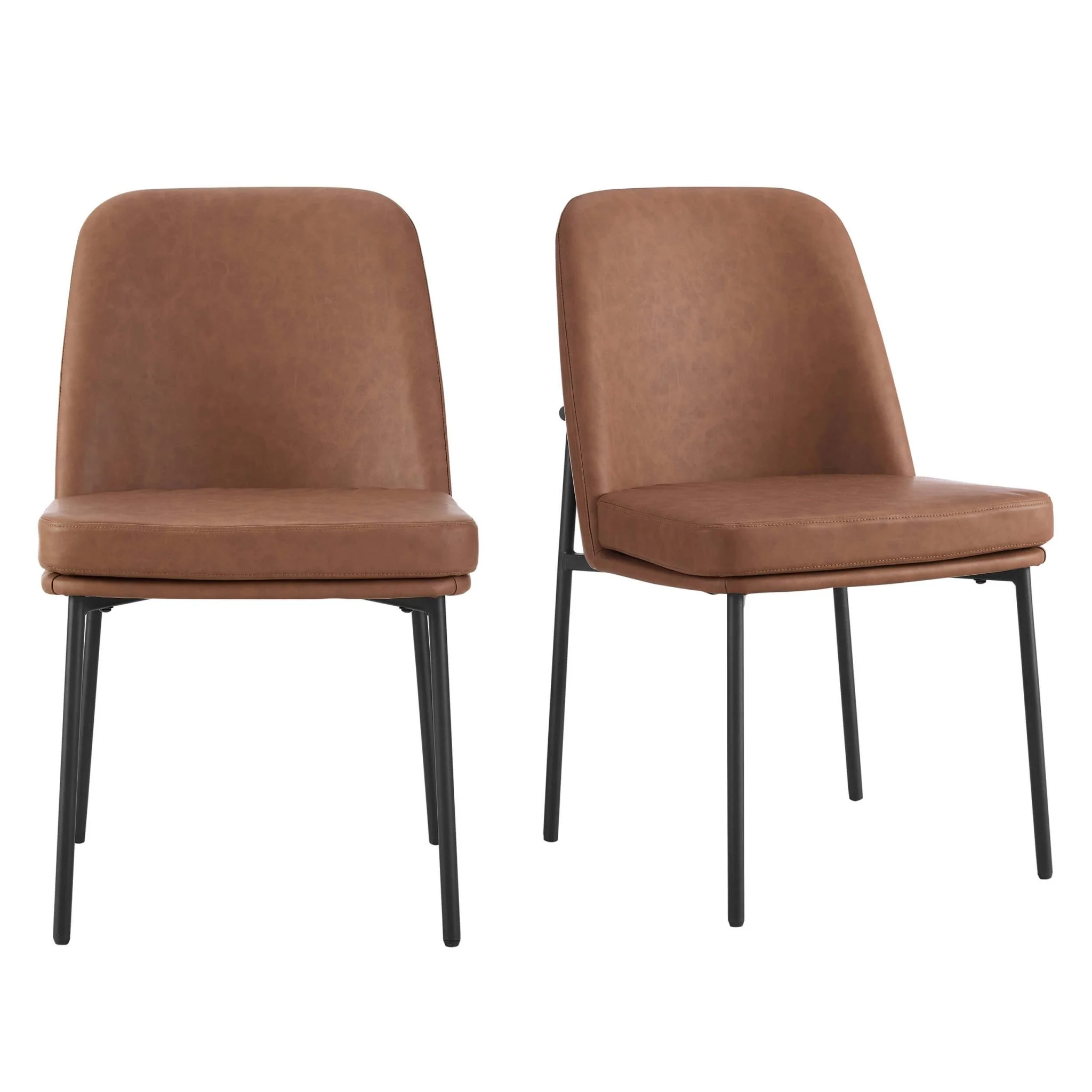 Lily Set of 2 Dining Chairs - Faux Leather Tan - Image 2