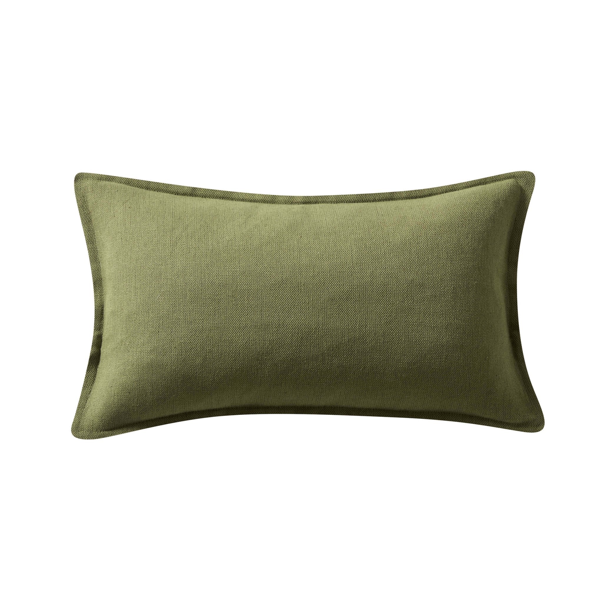 Linen Blend Cushion Cover - Olive Green - Image 4