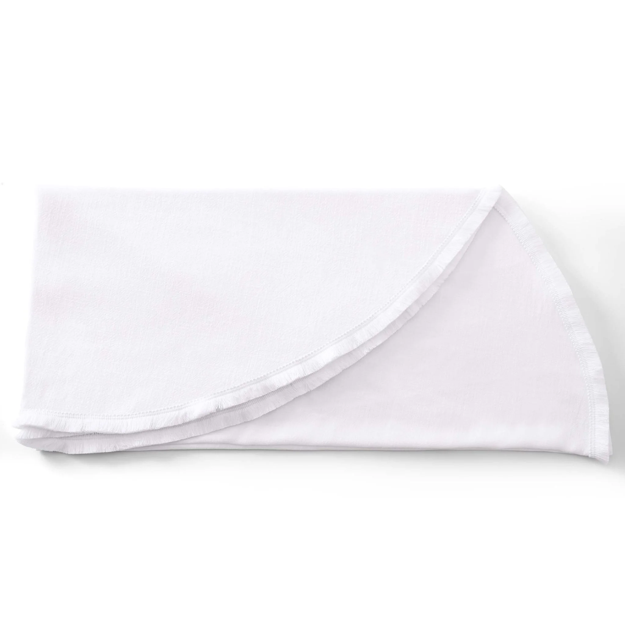 Linen Blend Round Tablecloth - White - Image 3