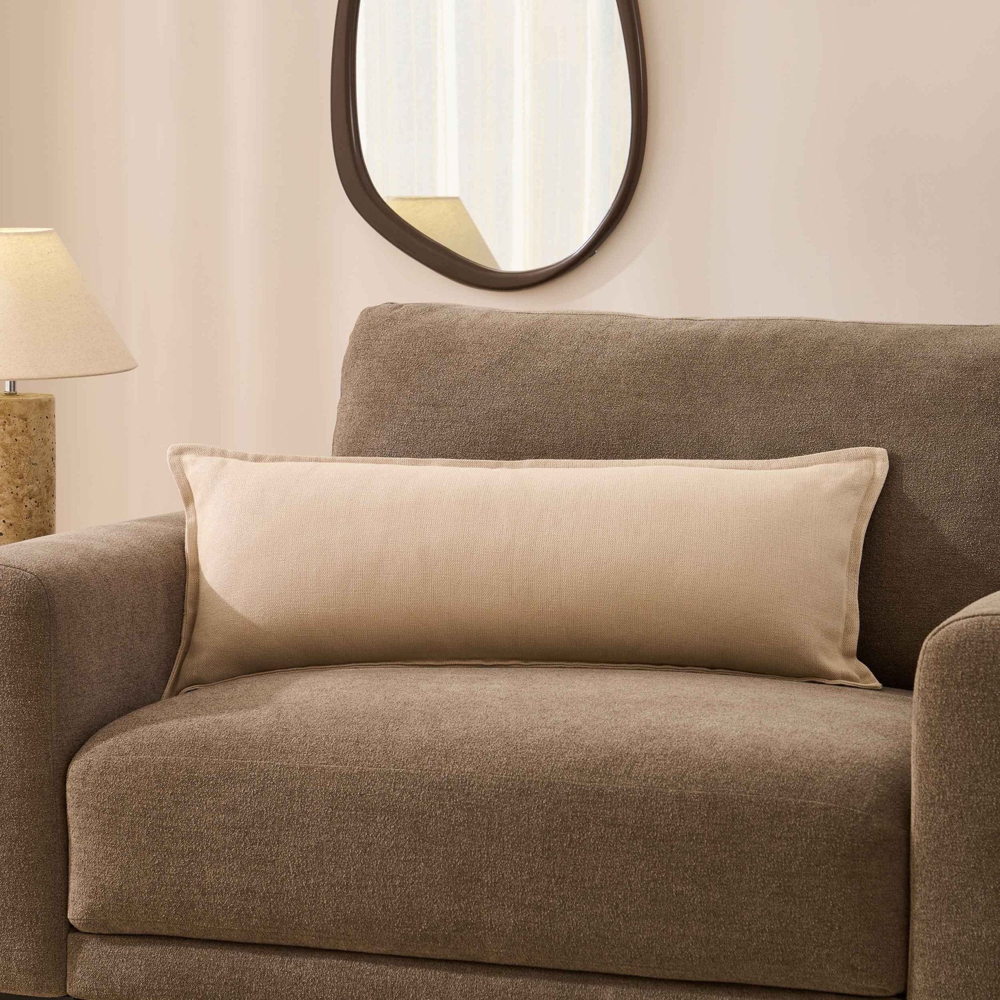 Linen Blend Sofa Cushion Cover - Natural - Image 2