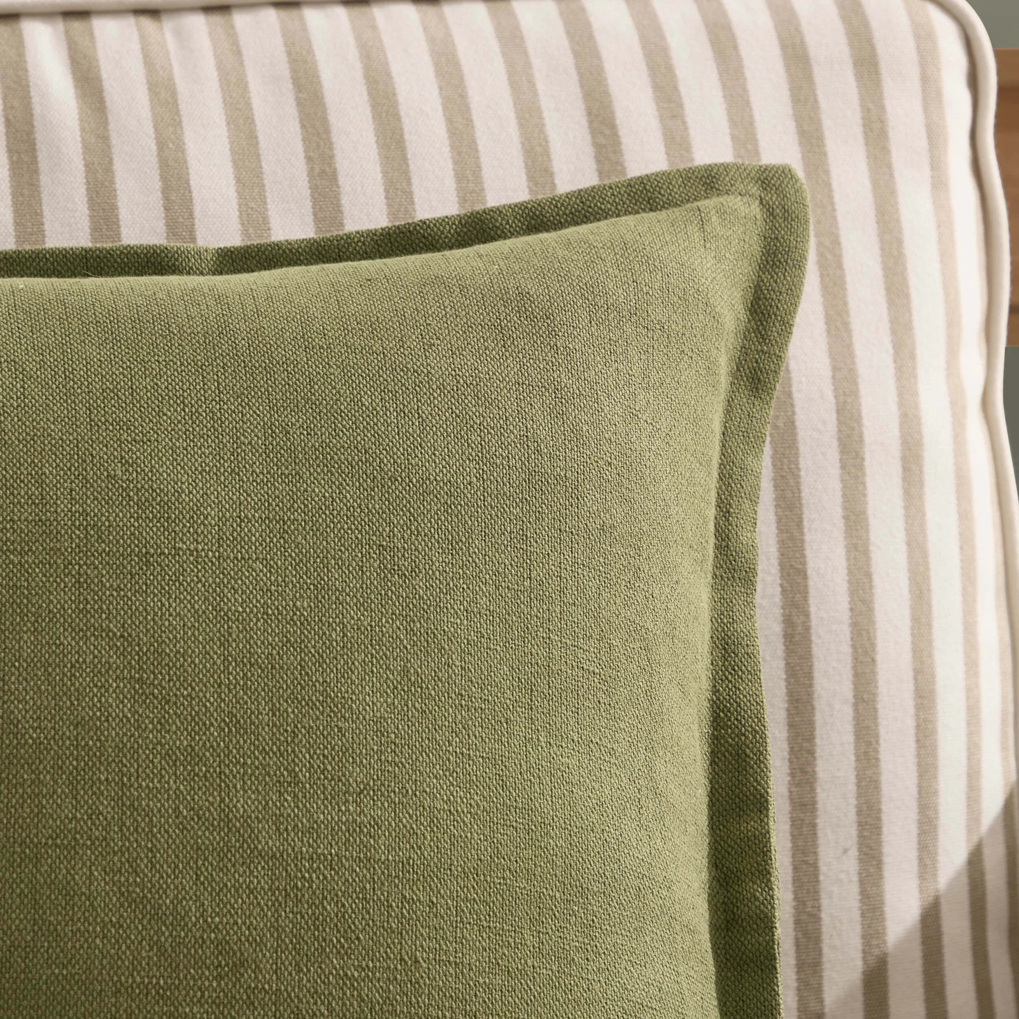 Linen Blend Sofa Cushion Cover - Olive Green - Image 5