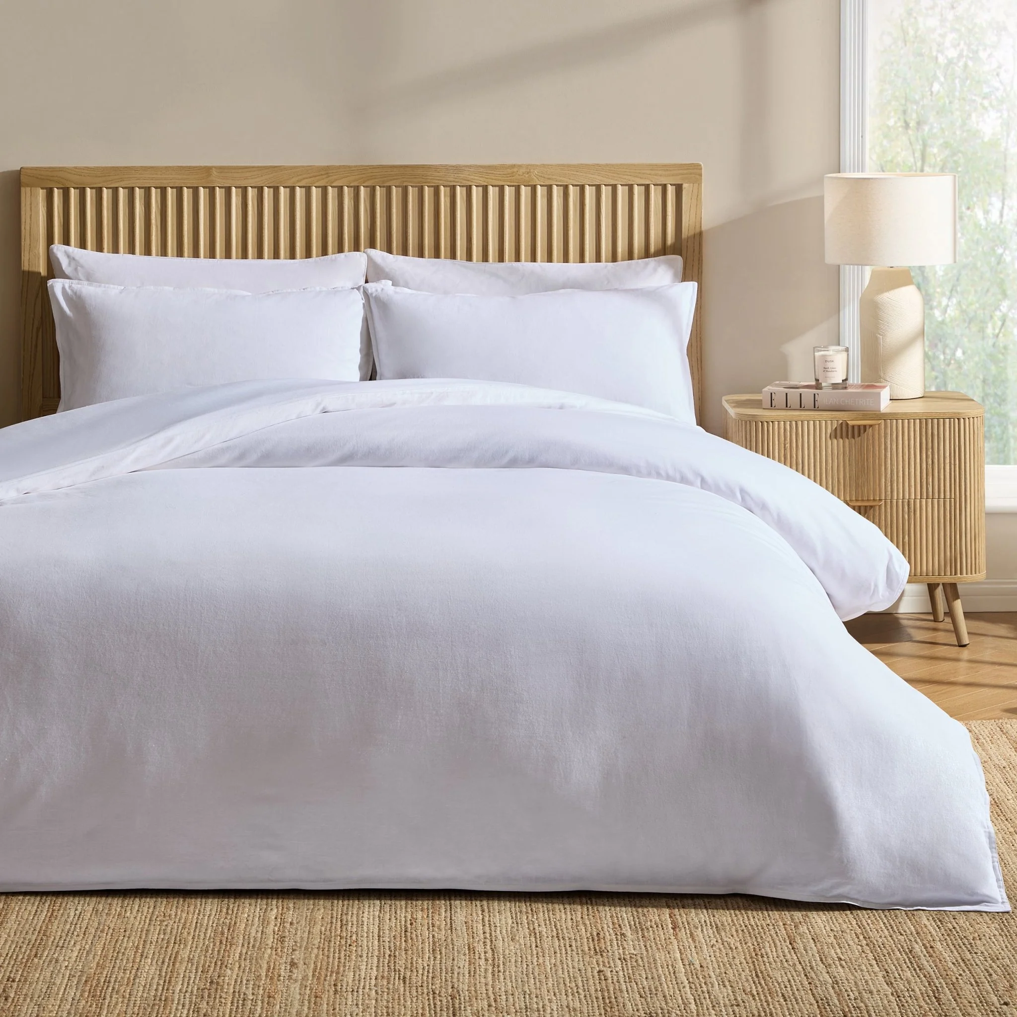 Linen Cotton Blend Duvet Cover - Chalk White