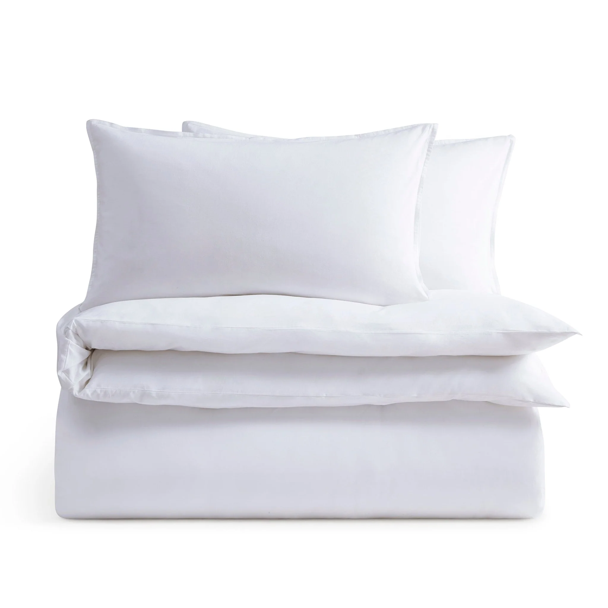 Linen Cotton Blend Duvet Cover - Chalk White - Image 5
