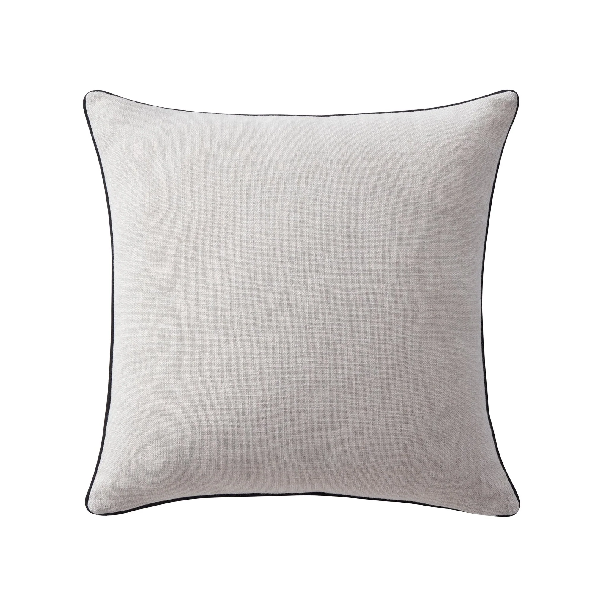 Linen Look Piped Edge Sofa Cushion Cover - Stone/Black - Image 5