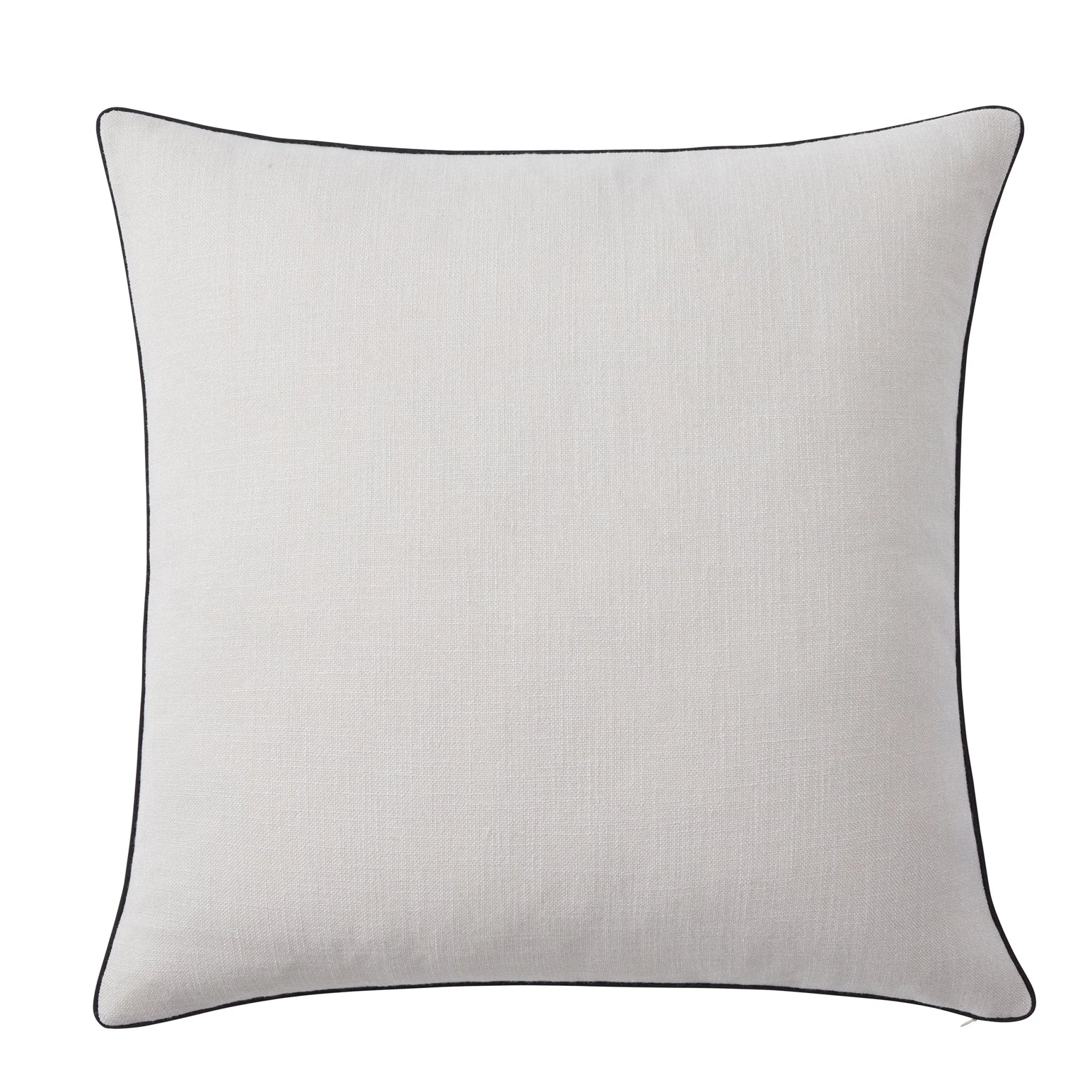 Linen Look Piped Edge Sofa Cushion Cover - Stone/Black - Image 6