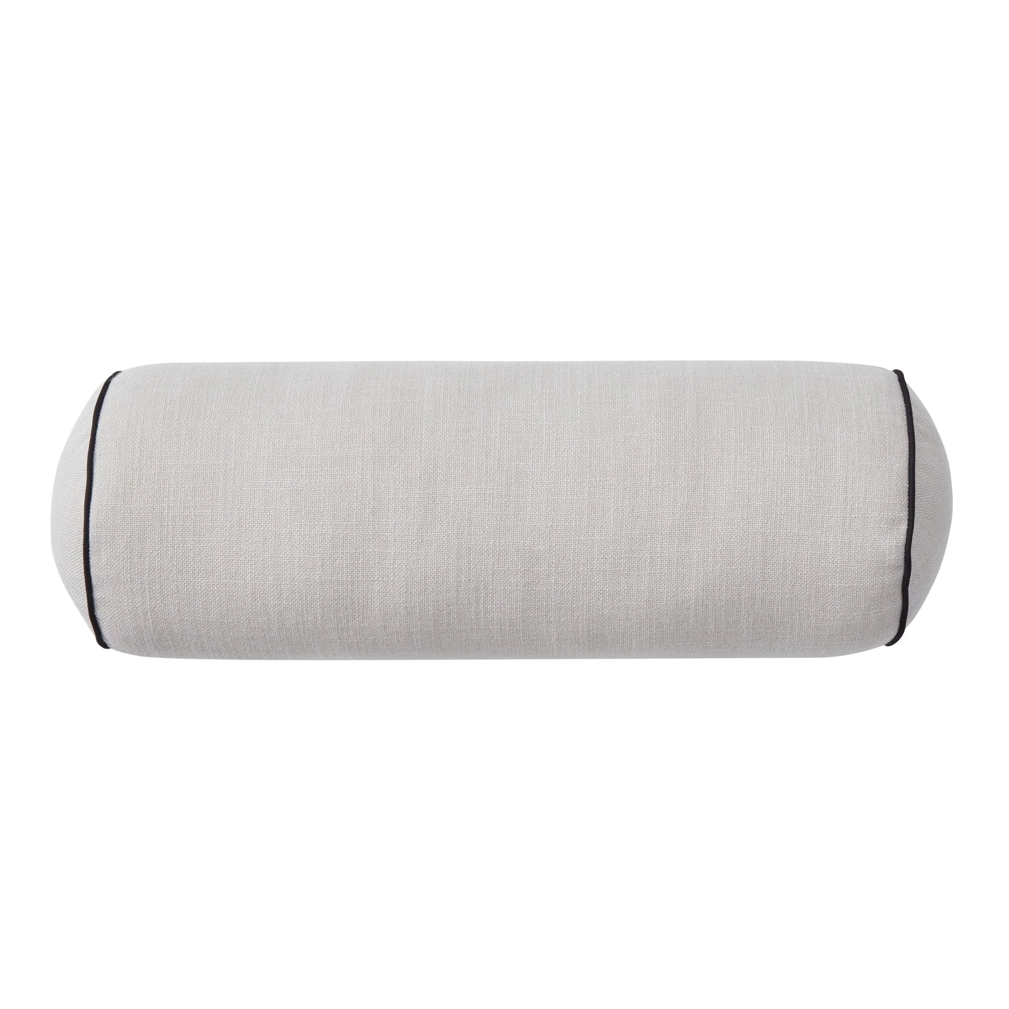 Linen Look Piped Edge Sofa Cushion Cover - Stone/Black - Image 7