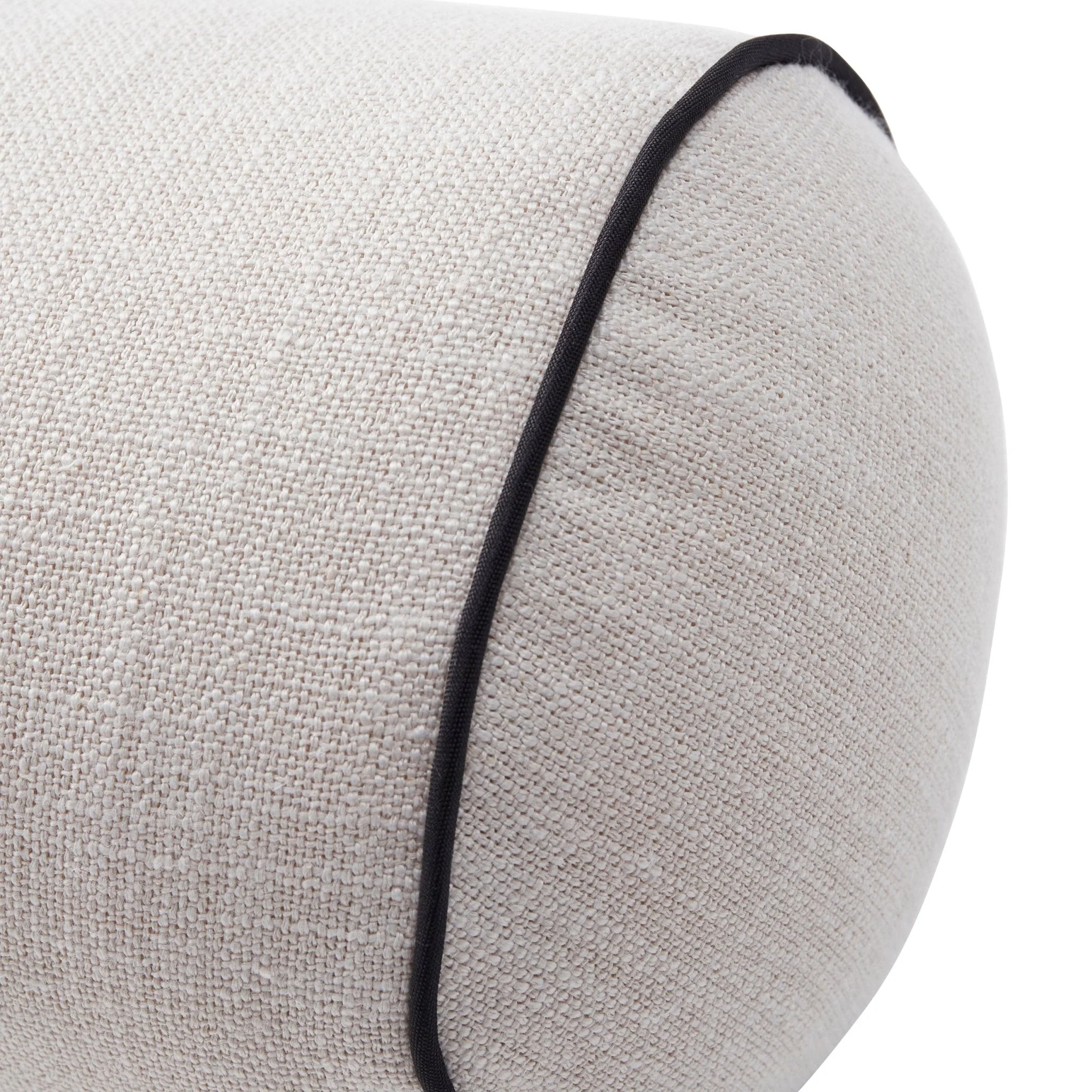 Linen Look Piped Edge Sofa Cushion Cover - Stone/Black - Image 8