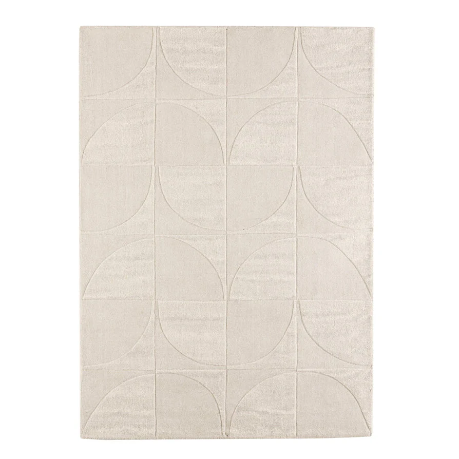 Liv Hand Woven Wool Geometric Pattern Rug - Off White - Image 7