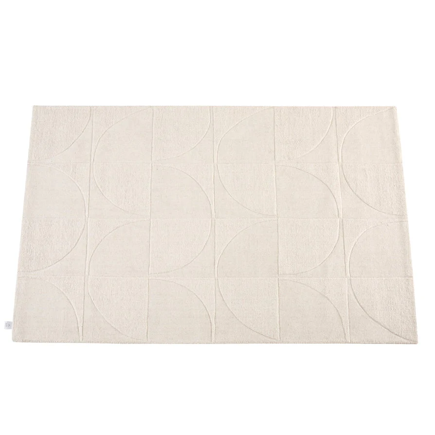 Liv Hand Woven Wool Geometric Pattern Rug - Off White - Image 8