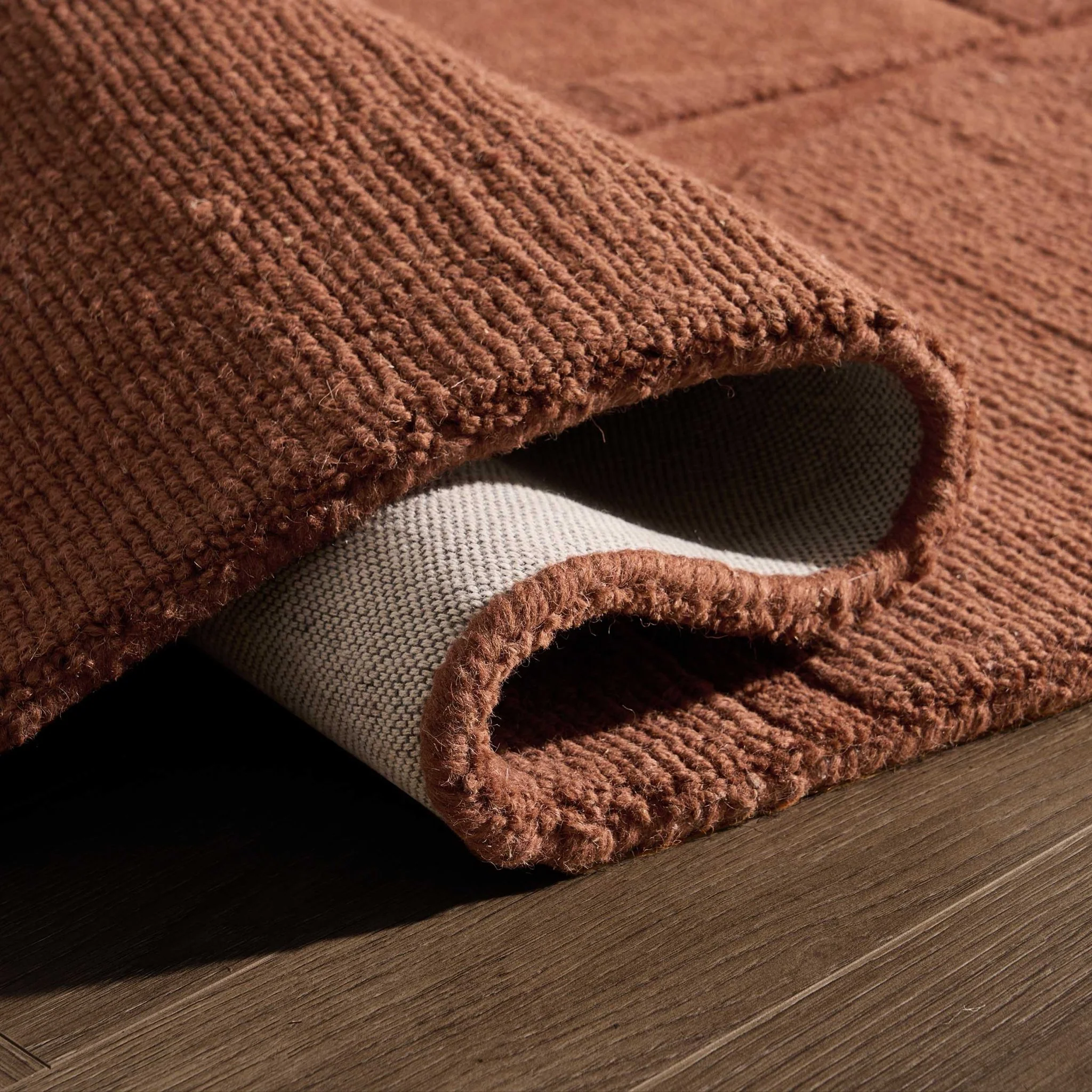Liv Hand Woven Wool Geometric Pattern Rug - Rust - Image 3