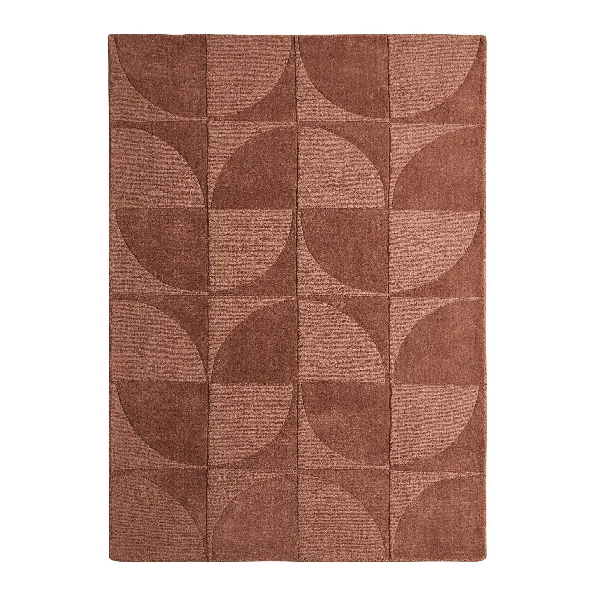 Liv Hand Woven Wool Geometric Pattern Rug - Rust - Image 5