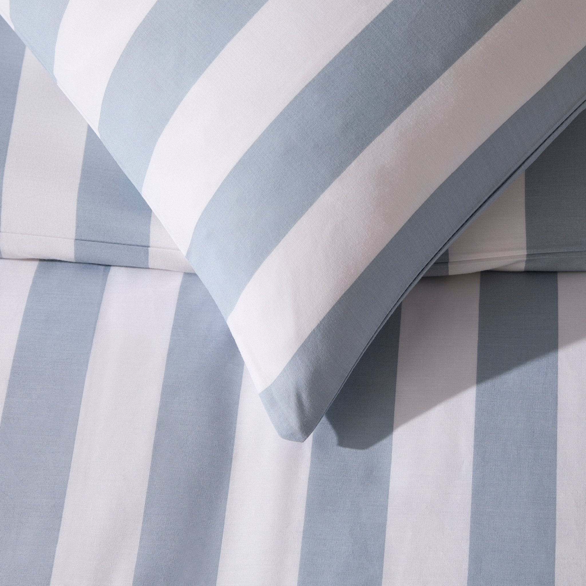 Livia 100% Cotton Wide Printed Stripe Duvet Cover & Pillowcase Set - French Blue - Image 2