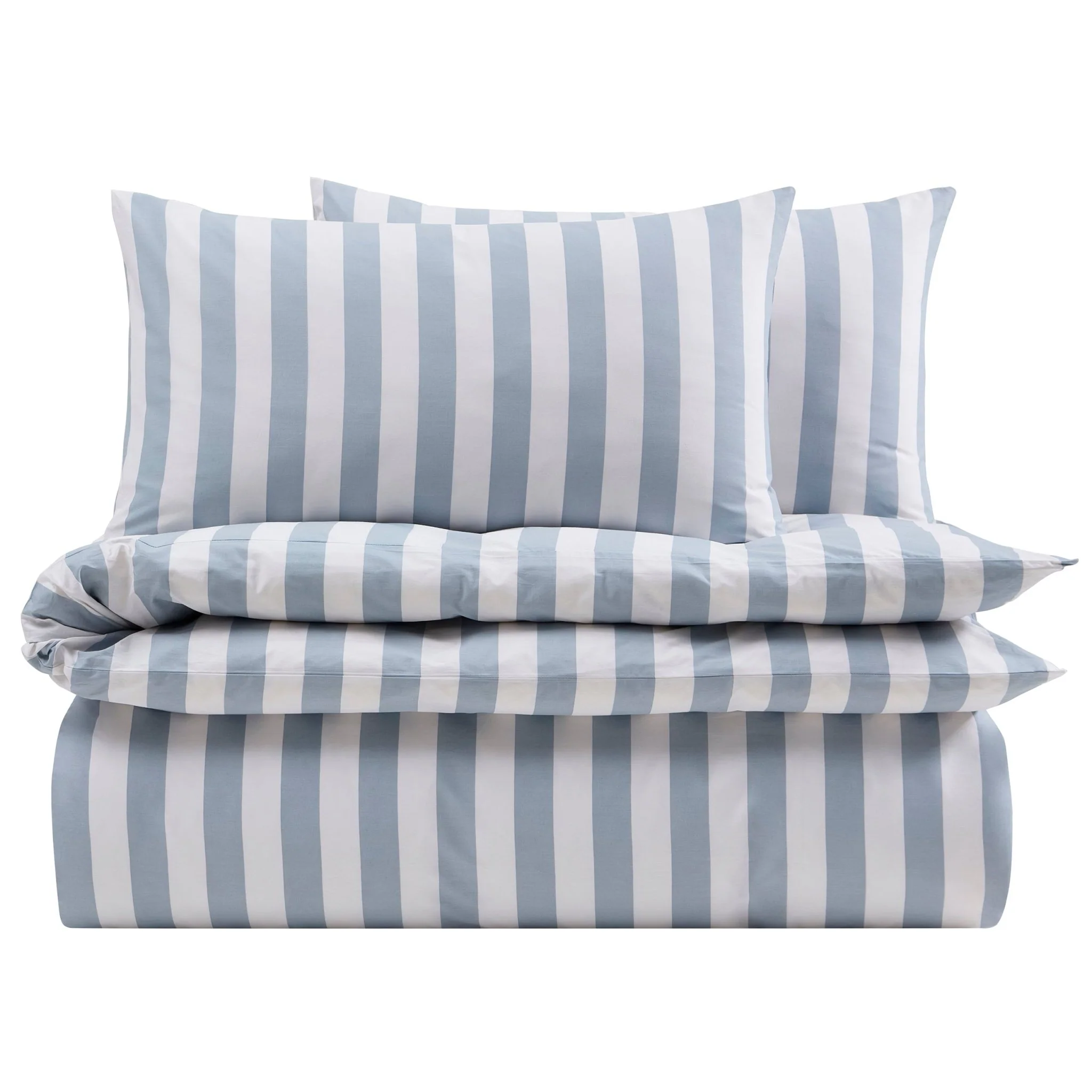 Livia 100% Cotton Wide Printed Stripe Duvet Cover & Pillowcase Set - French Blue - Image 4