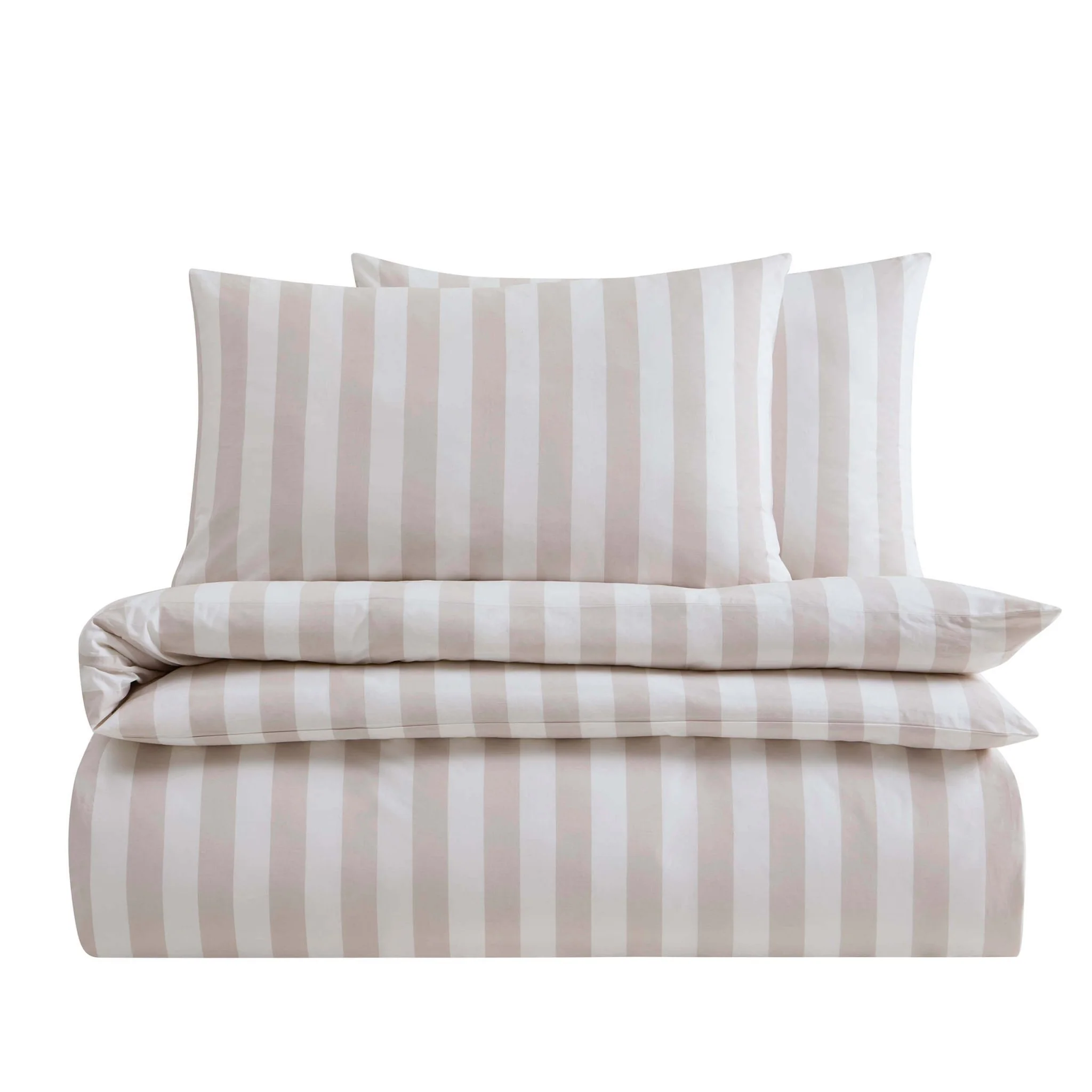 Livia 100% Cotton Wide Printed Stripe Duvet Cover & Pillowcase Set - Natural - Image 4