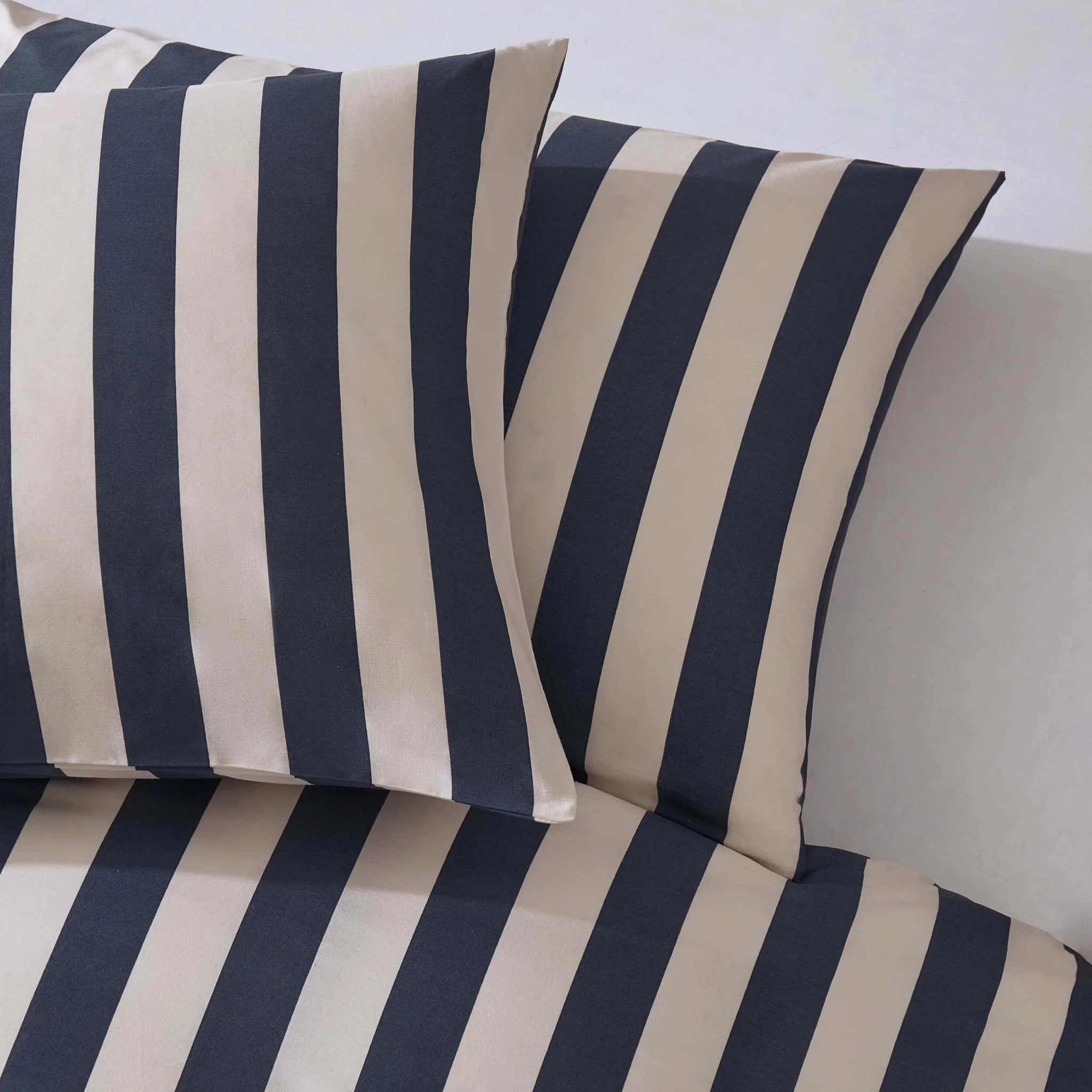 Livia 100% Cotton Wide Printed Stripe Duvet Cover Set - Slate Blue - Image 3