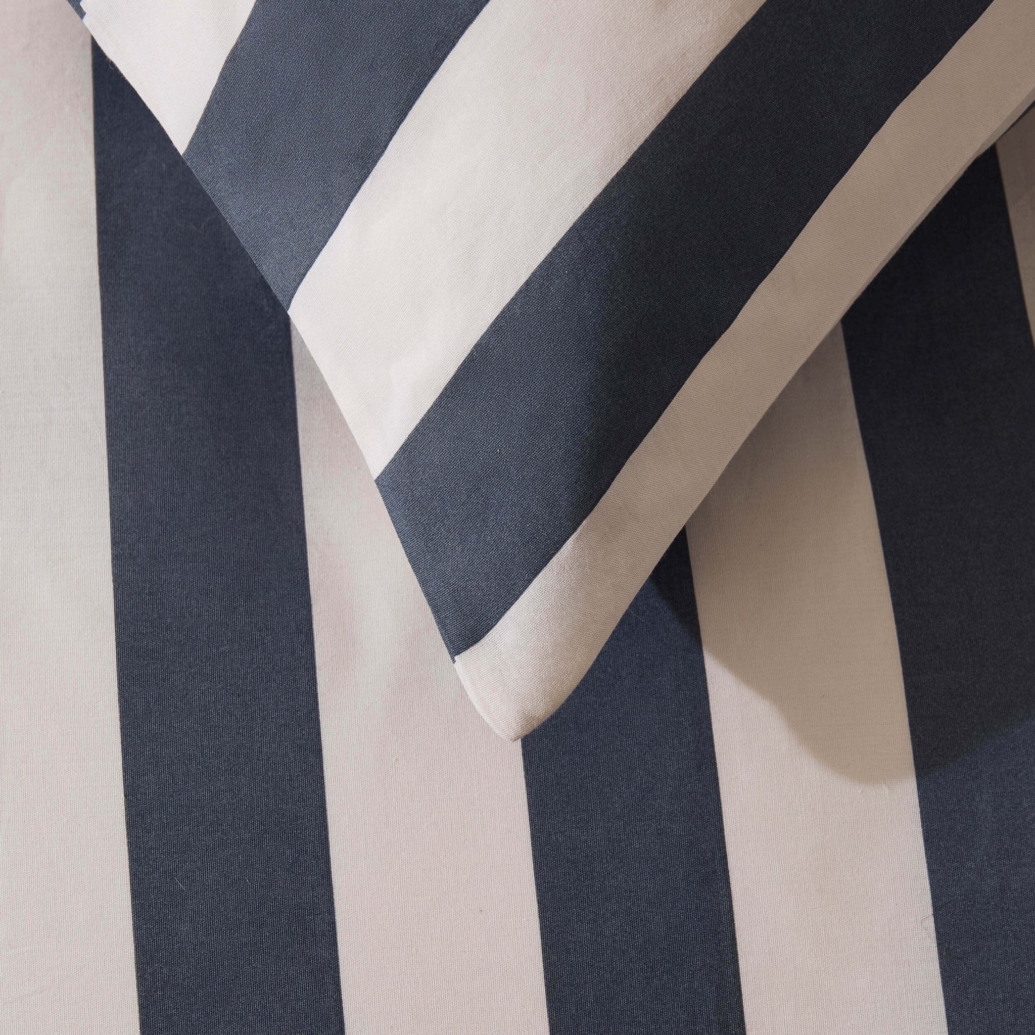 Livia 100% Cotton Wide Printed Stripe Duvet Cover Set - Slate Blue - Image 4