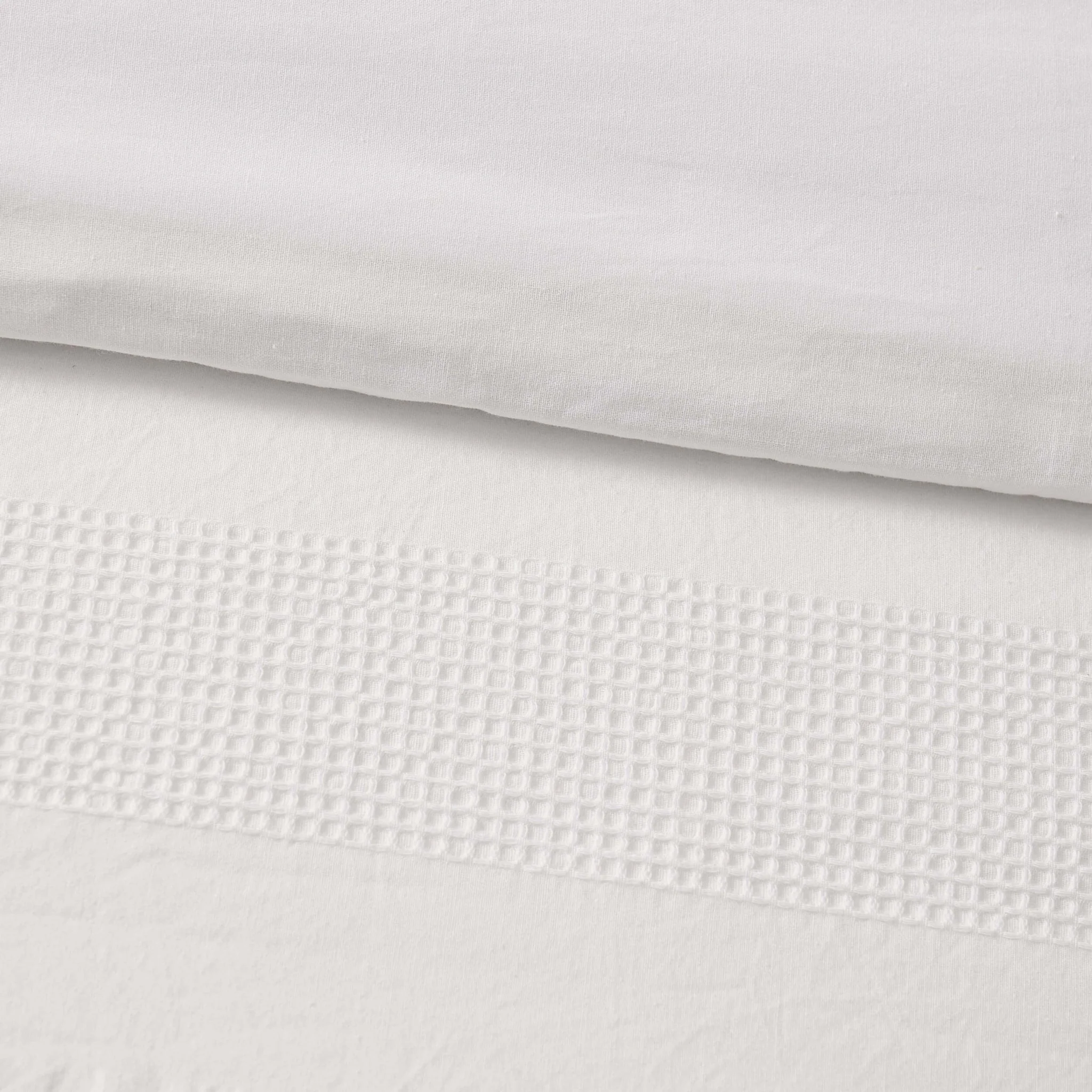 Logan 100% Cotton Waffle Stripe Duvet Cover & Pillowcase Set - White - Image 8