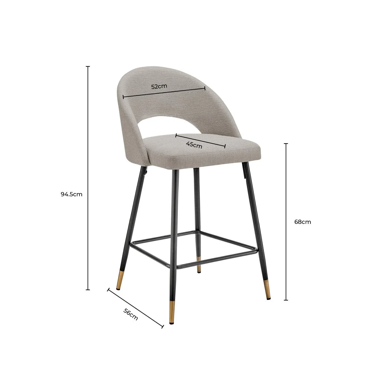Lola Set of 2 Barstools - Linen Look - Stone Grey - Image 6