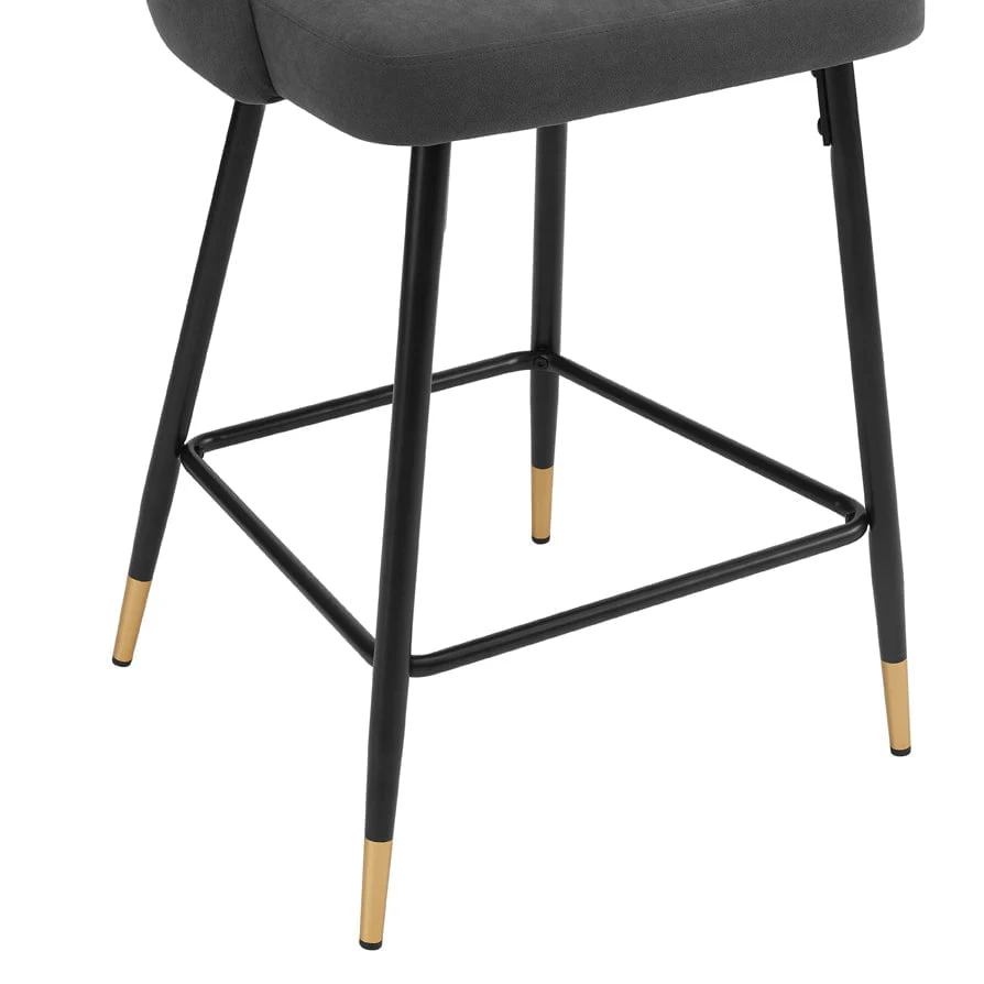 Lola Set of 2 Barstools - Matte Velvet - Grey - Image 7