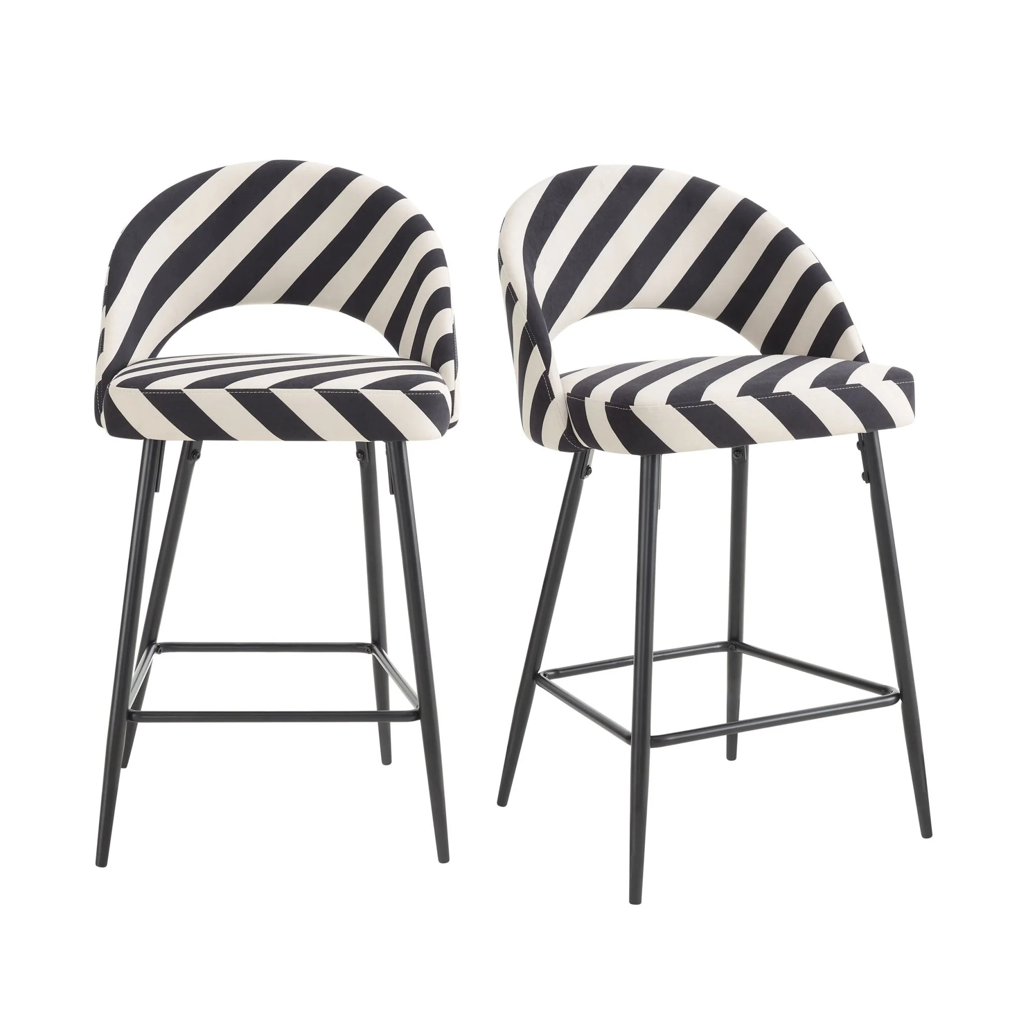 Lola Set of 2 Barstools - Mono Stripe - Image 2