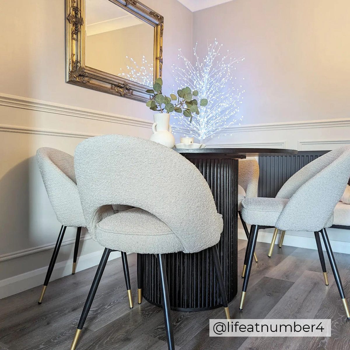 Lola Set of 2 Dining Chairs - Bouclé - Taupe - Image 5