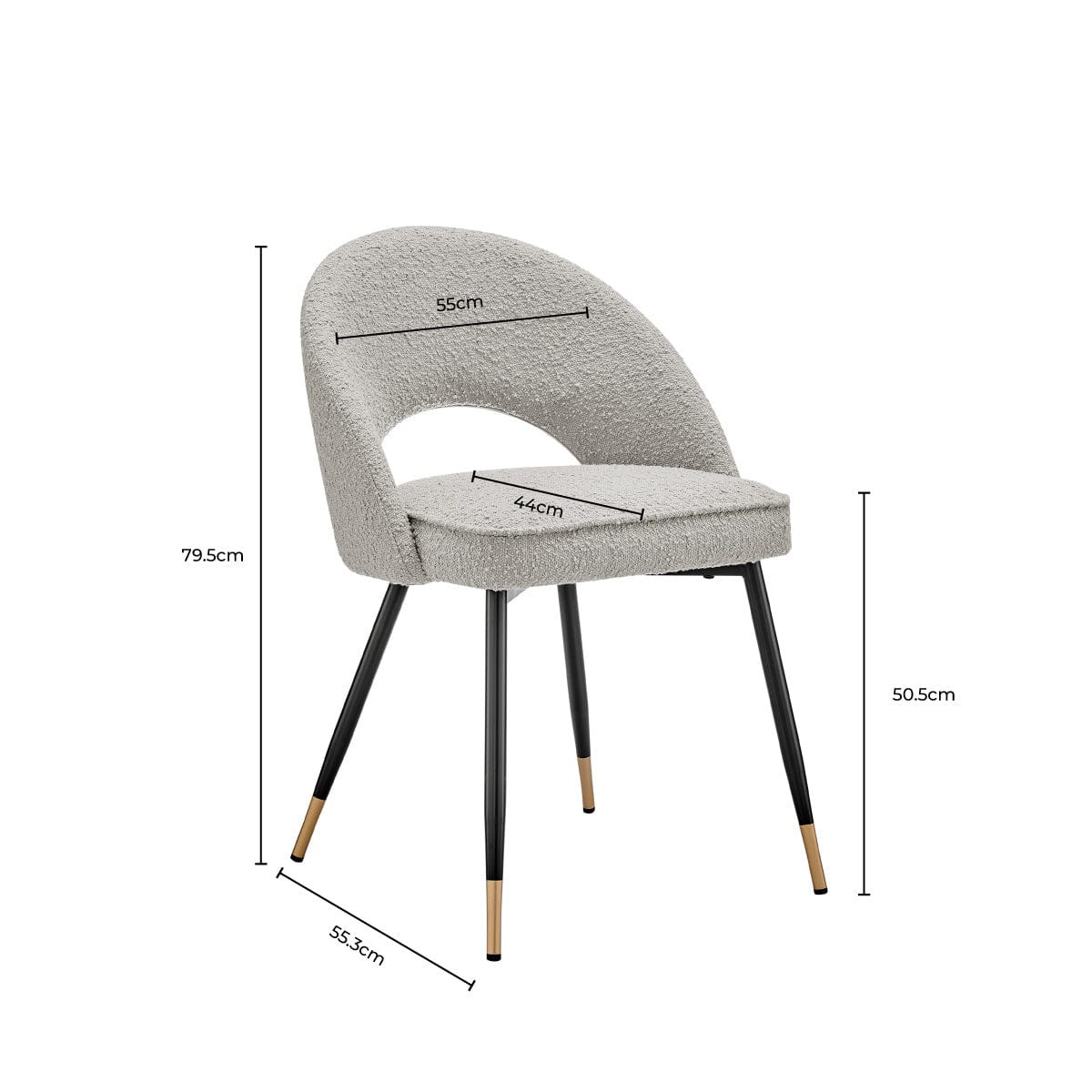 Lola Set of 2 Dining Chairs - Bouclé - Taupe - Image 9