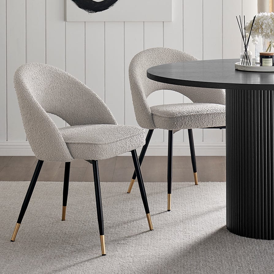 Lola Set of 2 Dining Chairs - Linen Look - Stone Grey - Image 10