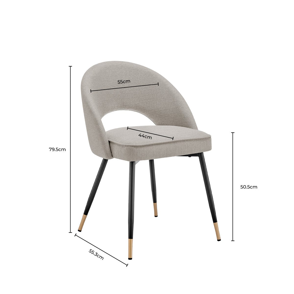 Lola Set of 2 Dining Chairs - Linen Look - Stone Grey - Image 8