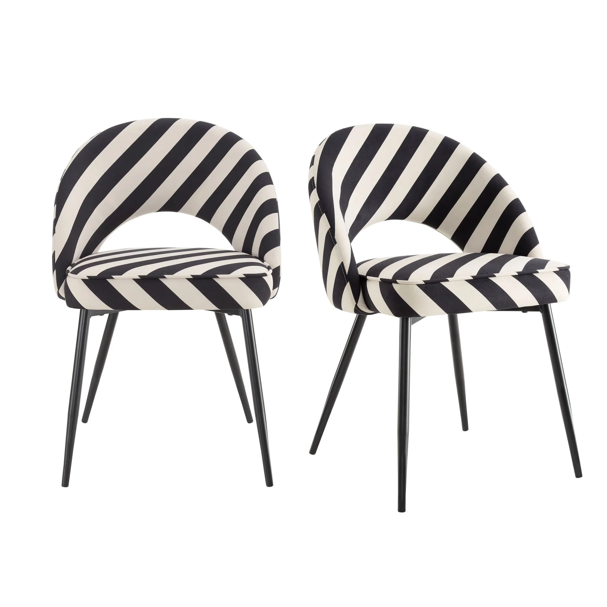 Lola Set of 2 Dining Chairs - Mono Stripe - Image 2