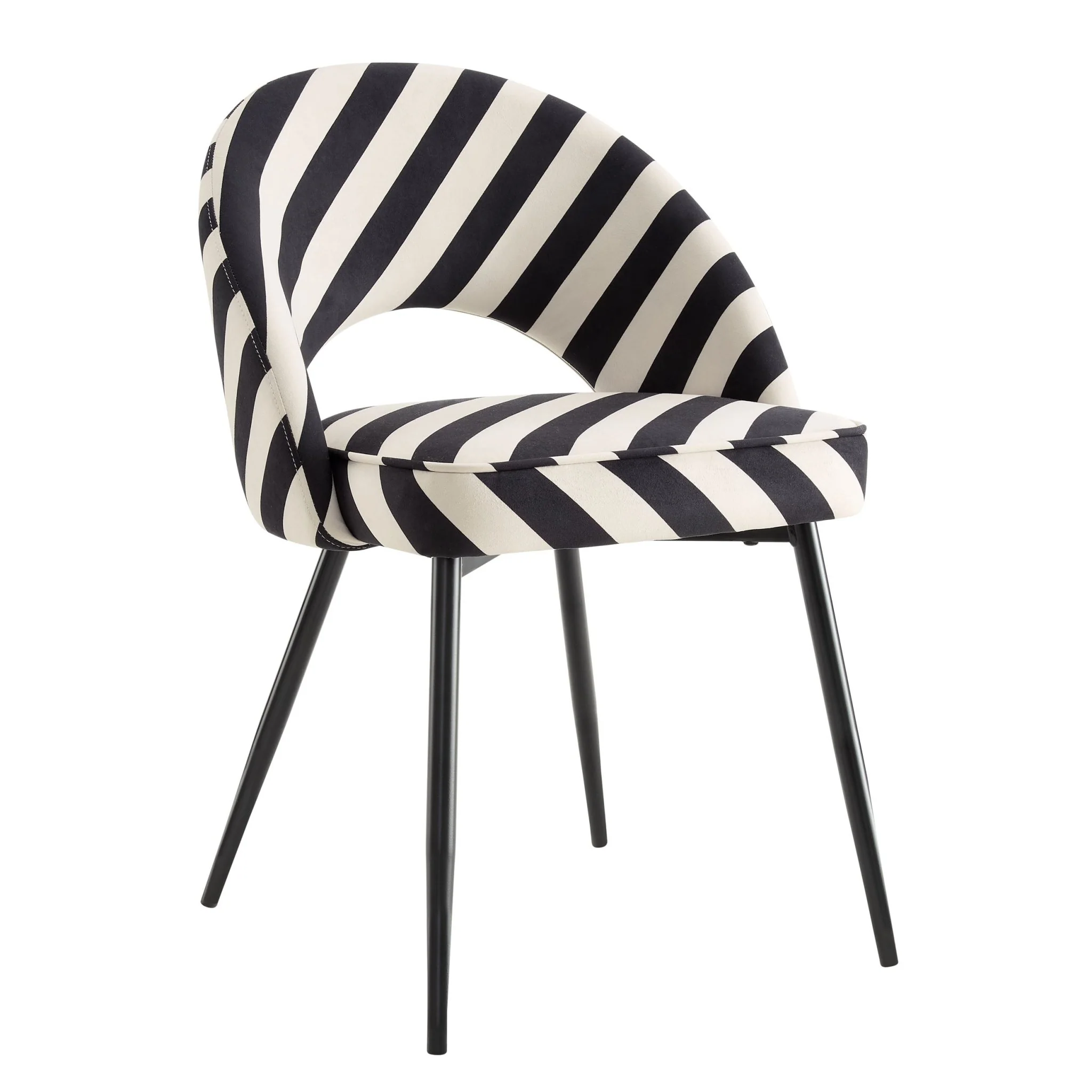Lola Set of 2 Dining Chairs - Mono Stripe - Image 3
