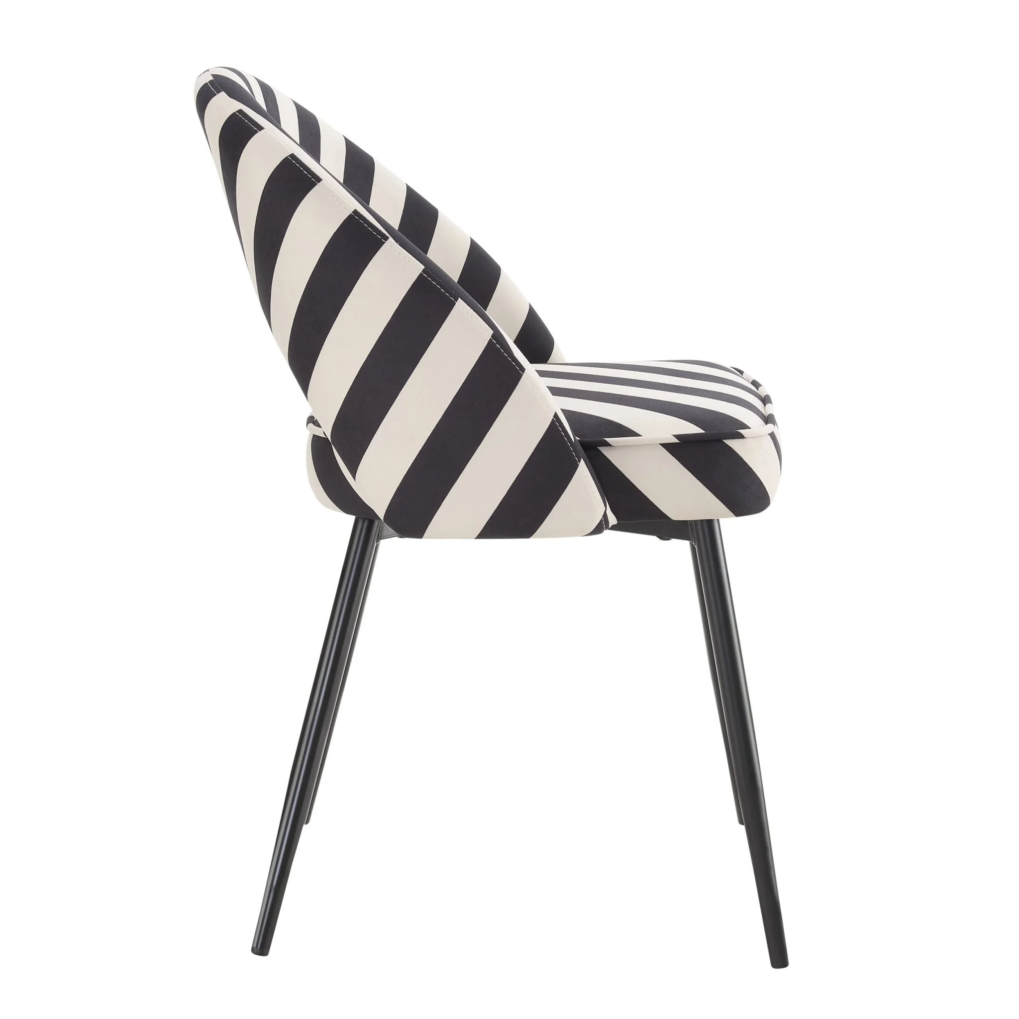 Lola Set of 2 Dining Chairs - Mono Stripe - Image 4